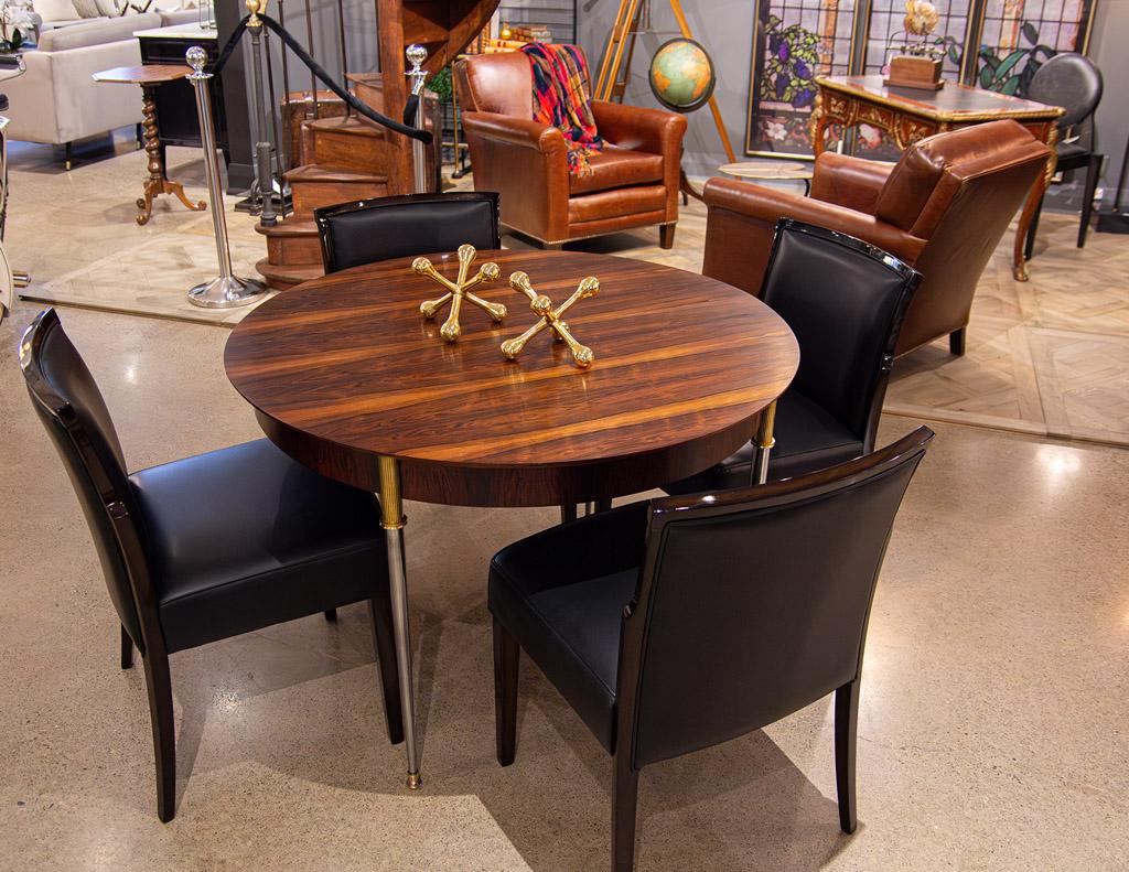 Rosewood Dining Table with Stainless Steel and Bronze Legs by Jules Leleu For Sale 9