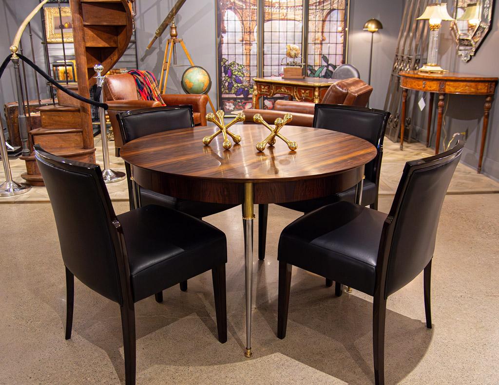 Rosewood Dining Table with Stainless Steel and Bronze Legs by Jules Leleu For Sale 10