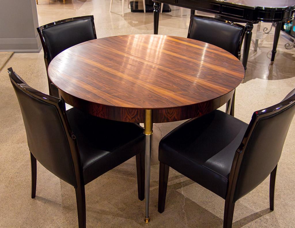 Rosewood Dining Table with Stainless Steel and Bronze Legs by Jules Leleu For Sale 12