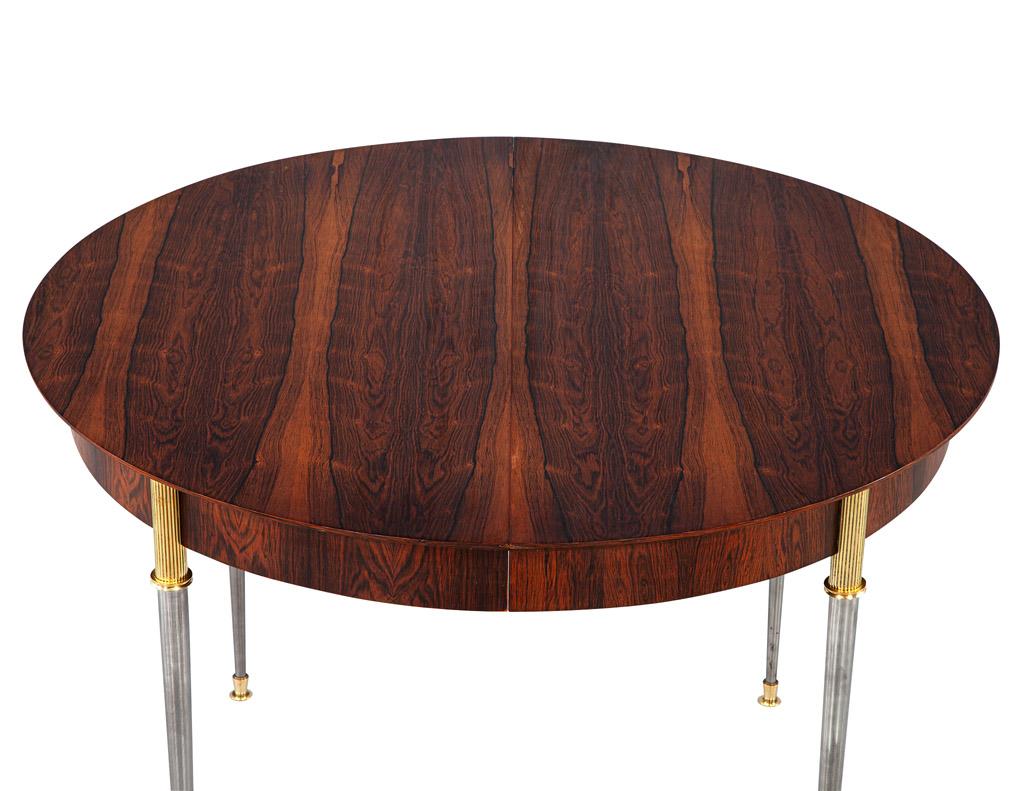 Art Deco Rosewood Dining Table with Stainless Steel and Bronze Legs by Jules Leleu For Sale