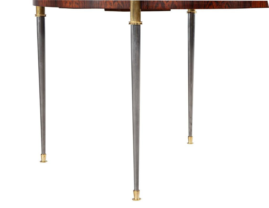 Rosewood Dining Table with Stainless Steel and Bronze Legs by Jules Leleu For Sale 1