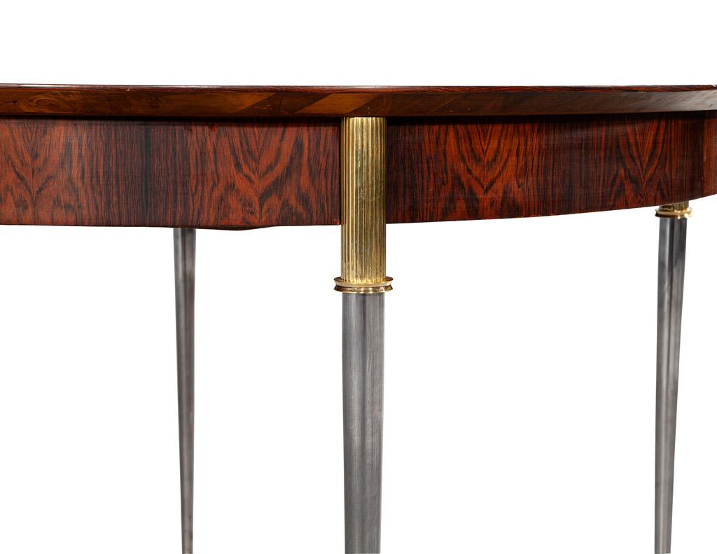 Rosewood Dining Table with Stainless Steel and Bronze Legs by Jules Leleu For Sale 2