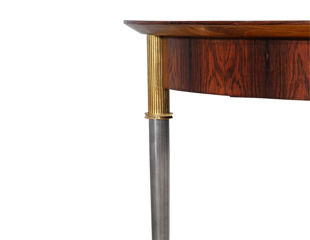 Rosewood Dining Table with Stainless Steel and Bronze Legs by Jules Leleu For Sale 3