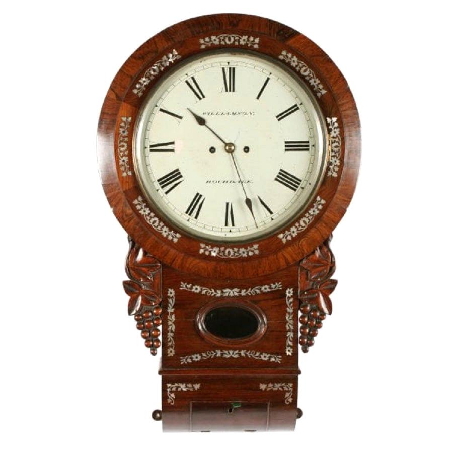 Rosewood Double Fusee Wall Clock, 19th Century For Sale