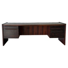 Rosewood Double-Pedestal Executive Desk with 5 Drawers Danish Vintage 1970s