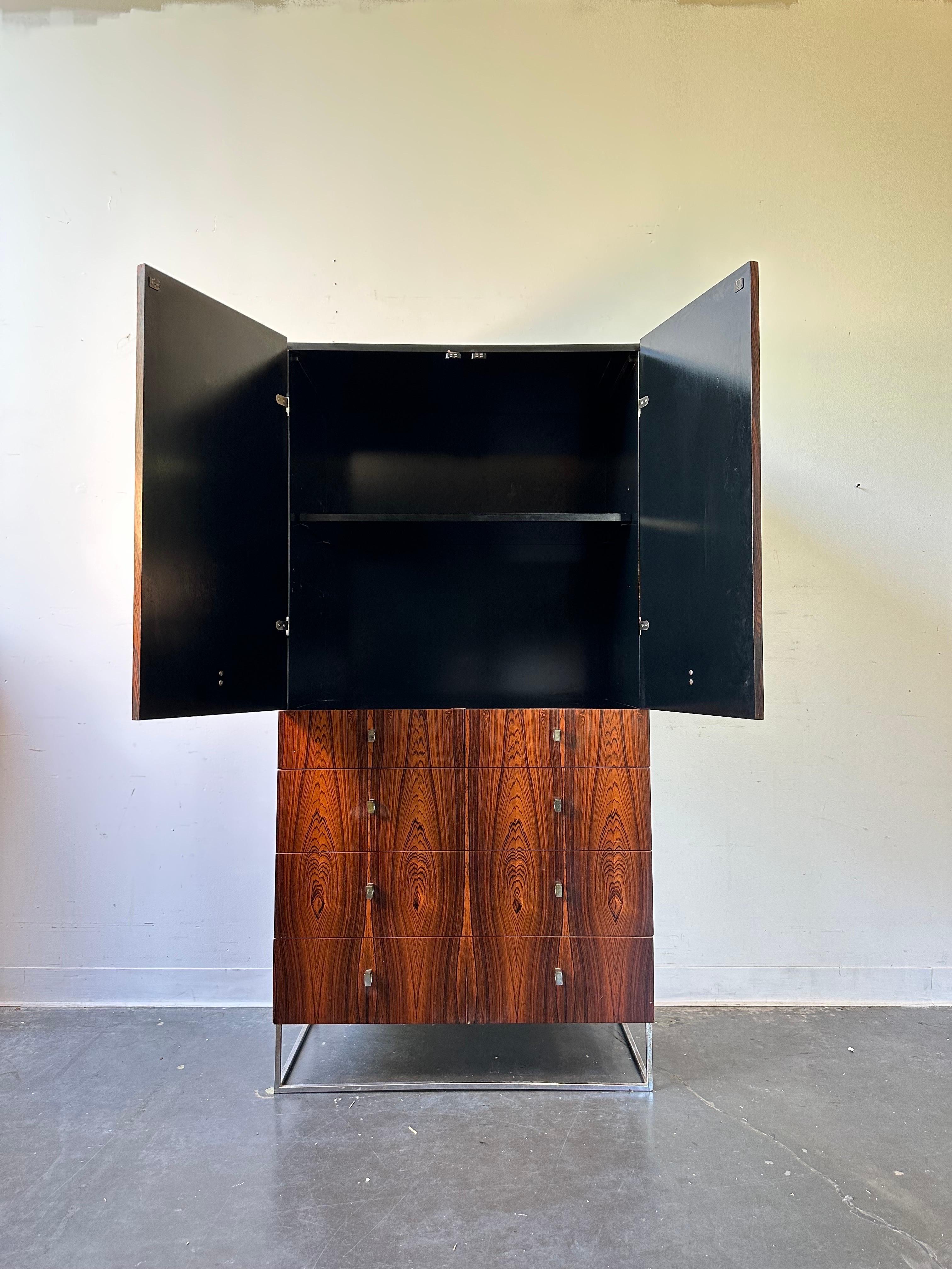 Scandinavian Modern Rosewood Dresser Armoire by Roger Rougier
