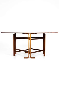 Rosewood Drop-Leaf Dining Table Designed by Bendt Winge, circa 1950