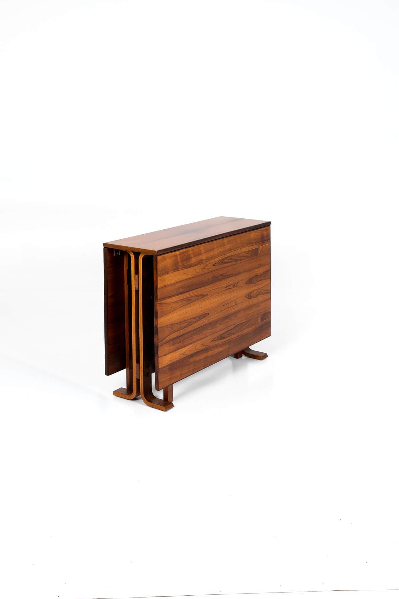 Mid-Century Modern Rosewood Drop-Leaf Dining Table Designed by Bendt Winge, circa 1950