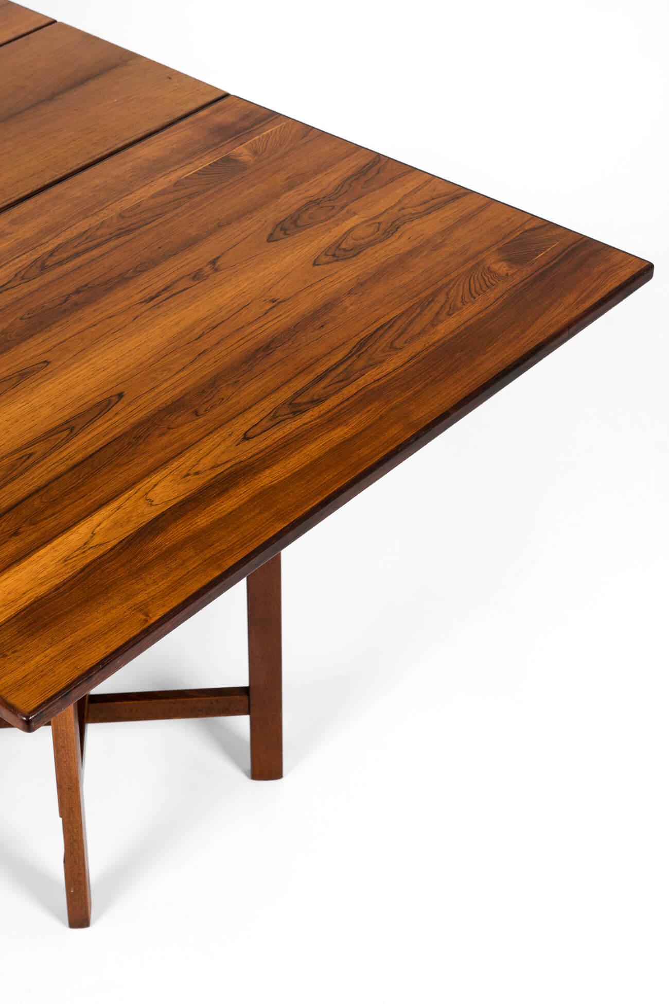 Mid-20th Century Rosewood Drop-Leaf Dining Table Designed by Bendt Winge, circa 1950