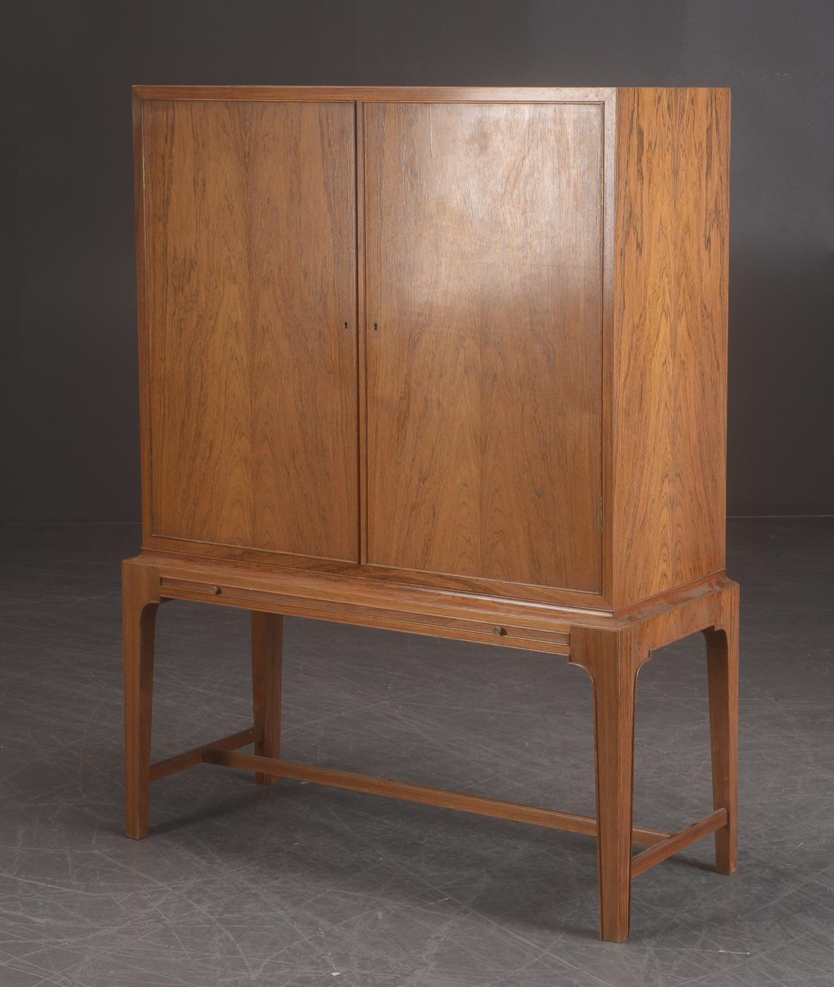 Scandinavian Modern Rosewood Drybar, Cabinet by C.B. Hansen, Kaare Klint Style.Signed. For Sale