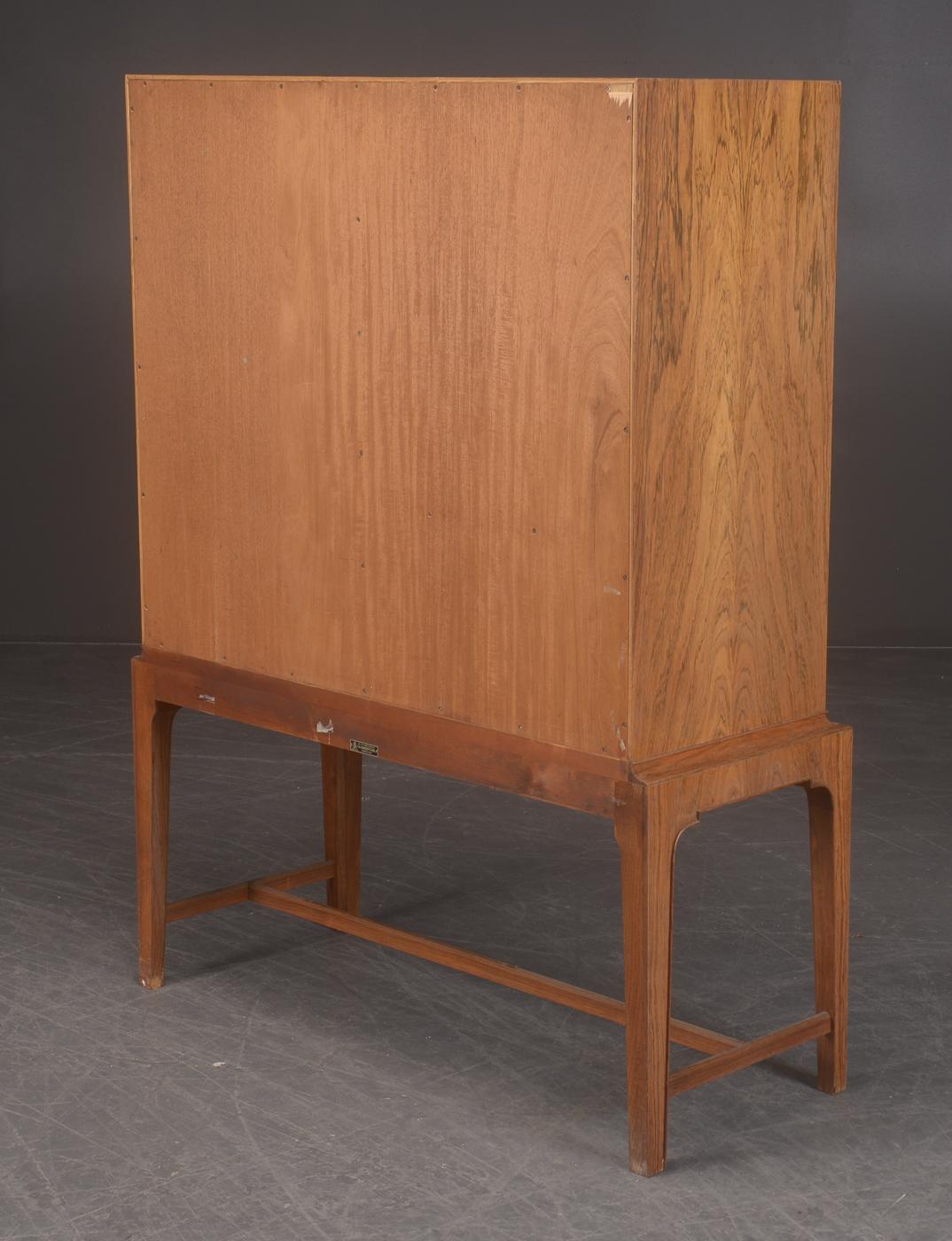 Danish Rosewood Drybar, Cabinet by C.B. Hansen, Kaare Klint Style.Signed. For Sale