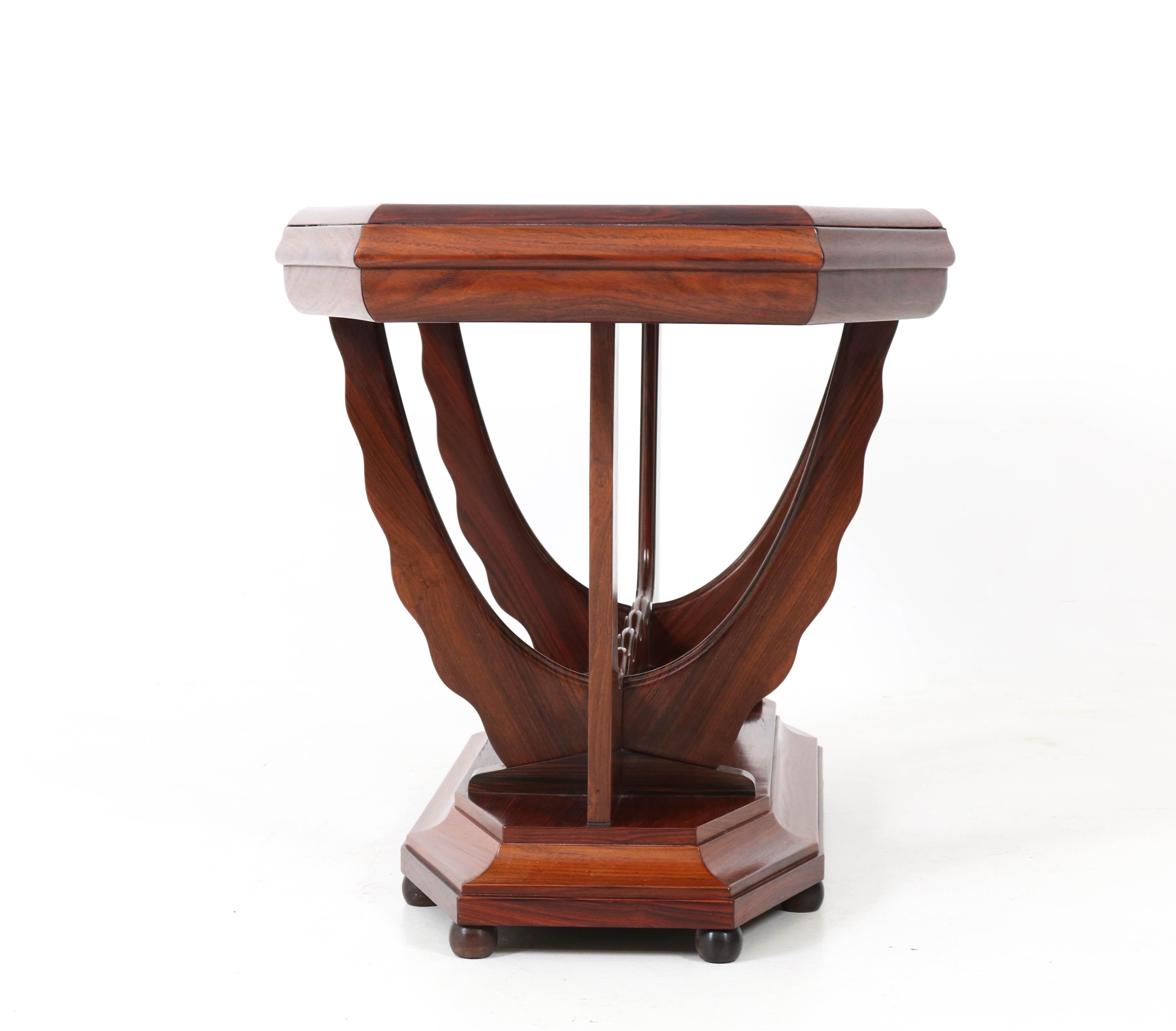 Rosewood Dutch Art Deco Amsterdam School Side Table by Max Coini, 1920s 1