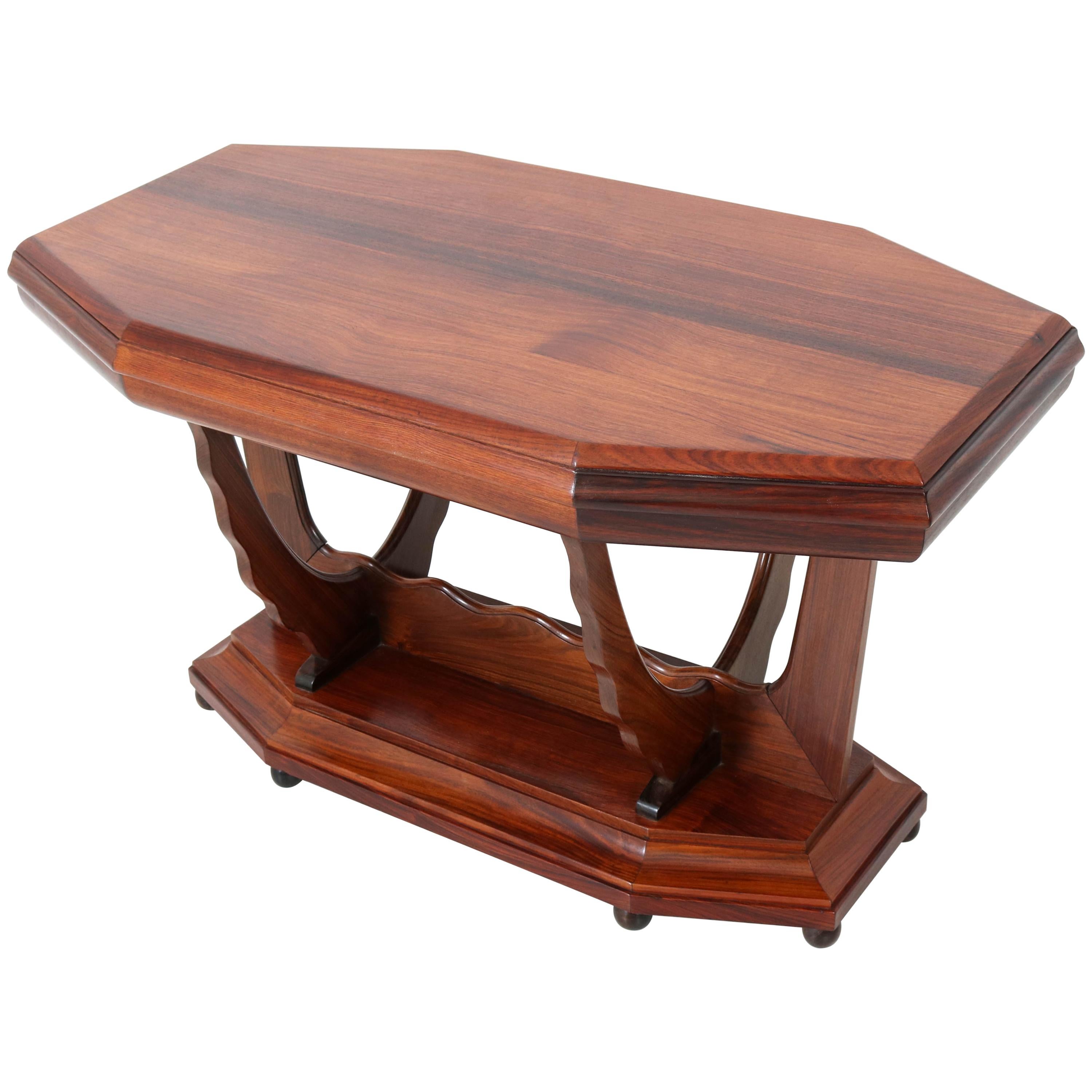 Rosewood Dutch Art Deco Amsterdam School Side Table by Max Coini, 1920s