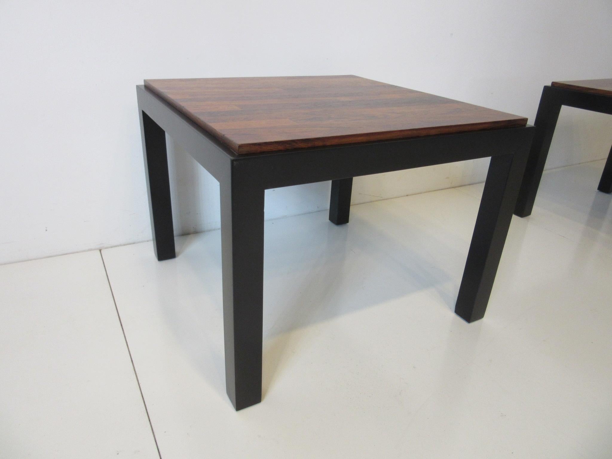 American Rosewood / Ebony Parson Side Tables in the Style of Milo Baughman