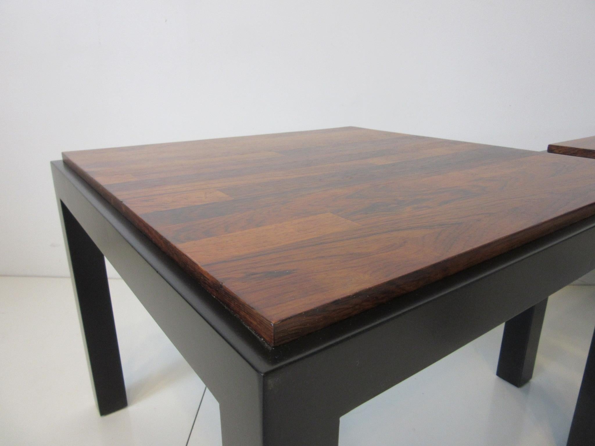 20th Century Rosewood / Ebony Parson Side Tables in the Style of Milo Baughman