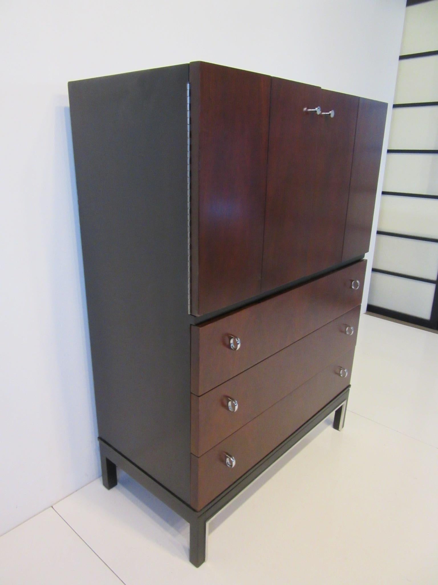 Mid-Century Modern Rosewood Ebony Tall Dresser Chest for American of Martinsville