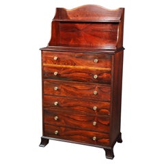 Antique Rosewood English Regency Style Butler's Secretary Desk Dresser