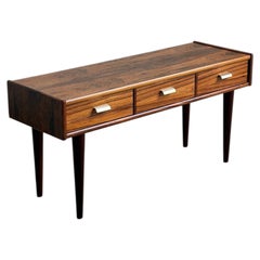 Rosewood Entry Table Small Three Drawer Denmark 1960s