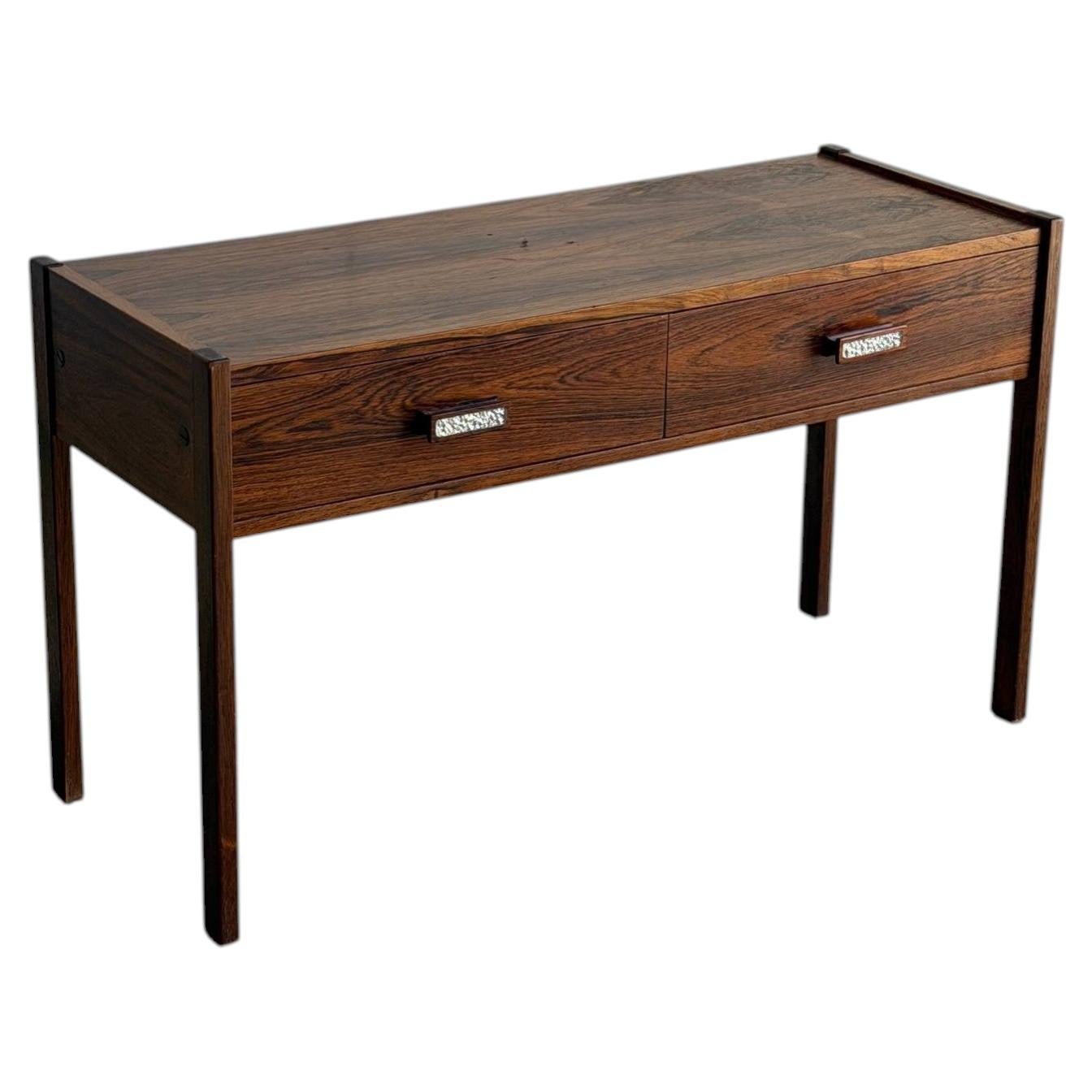 Rosewood Entry Table with Two Drawers Danish Mid-Century Modern 1960s