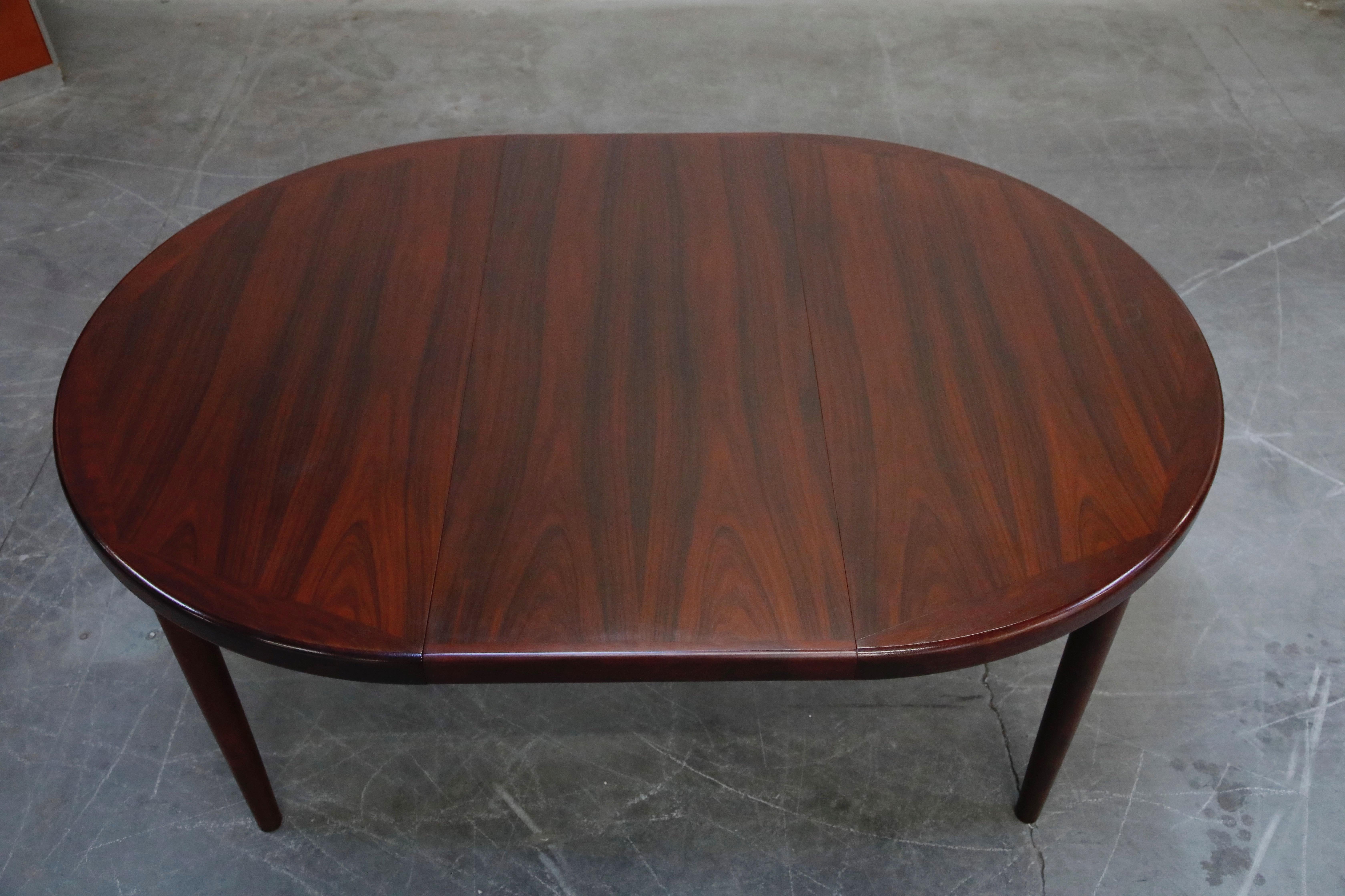 Fabric Rosewood Erik Buch Dining Set with Six Chairs and Expandable Table, Signed 1966