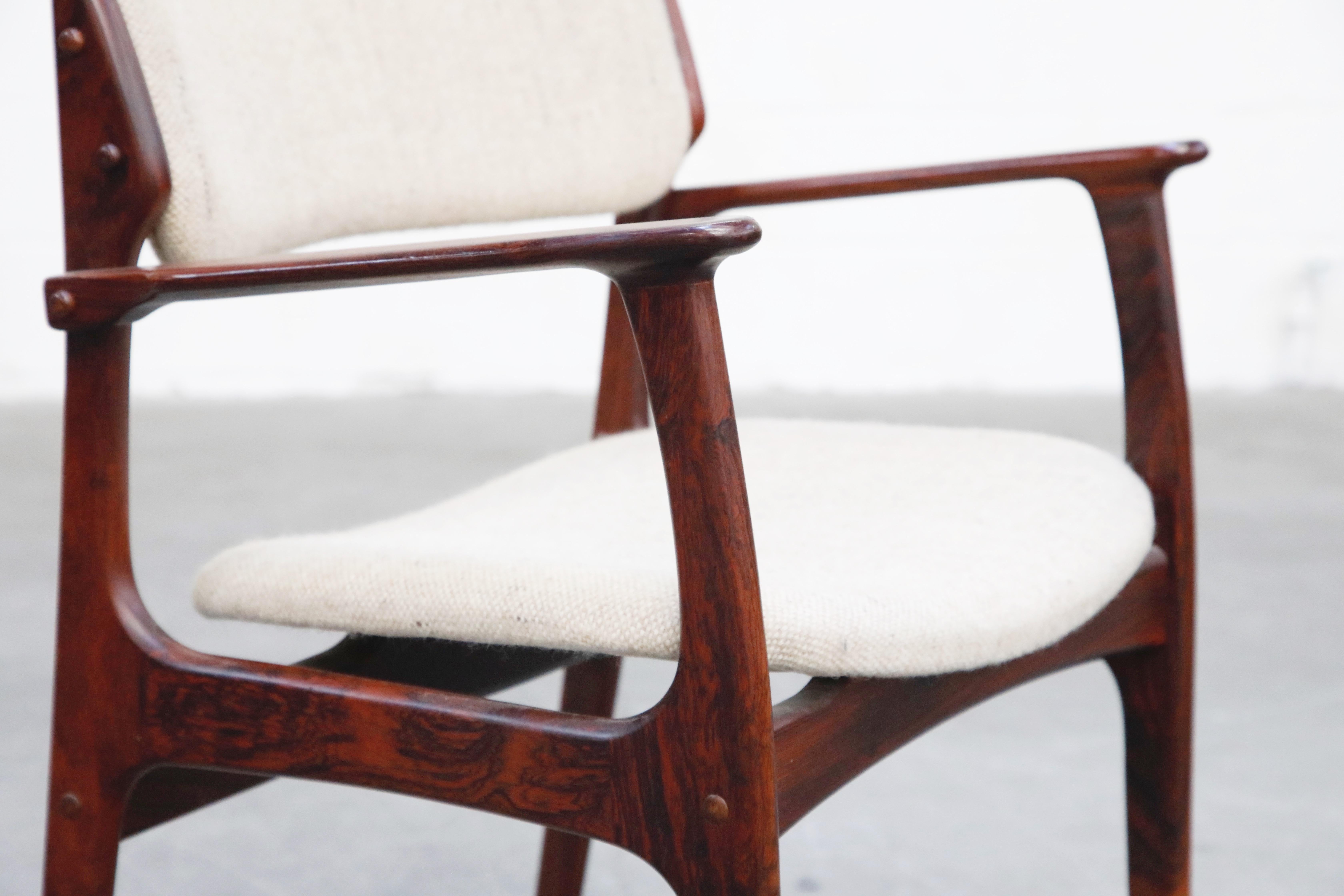 Rosewood Erik Buch Dining Set with Six Chairs and Expandable Table, Signed 1966 5
