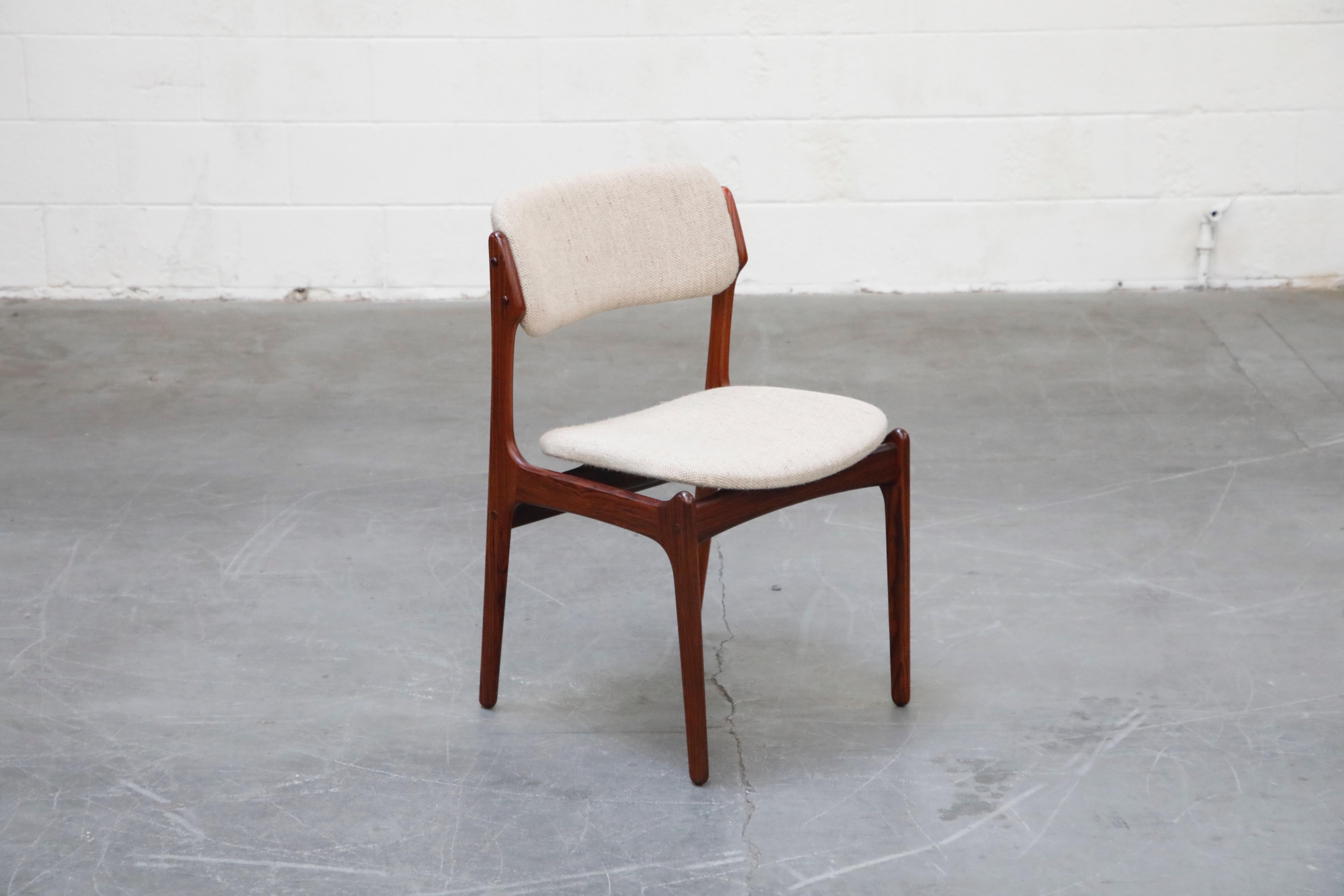 Rosewood Erik Buch Dining Set with Six Chairs and Expandable Table, Signed 1966 6
