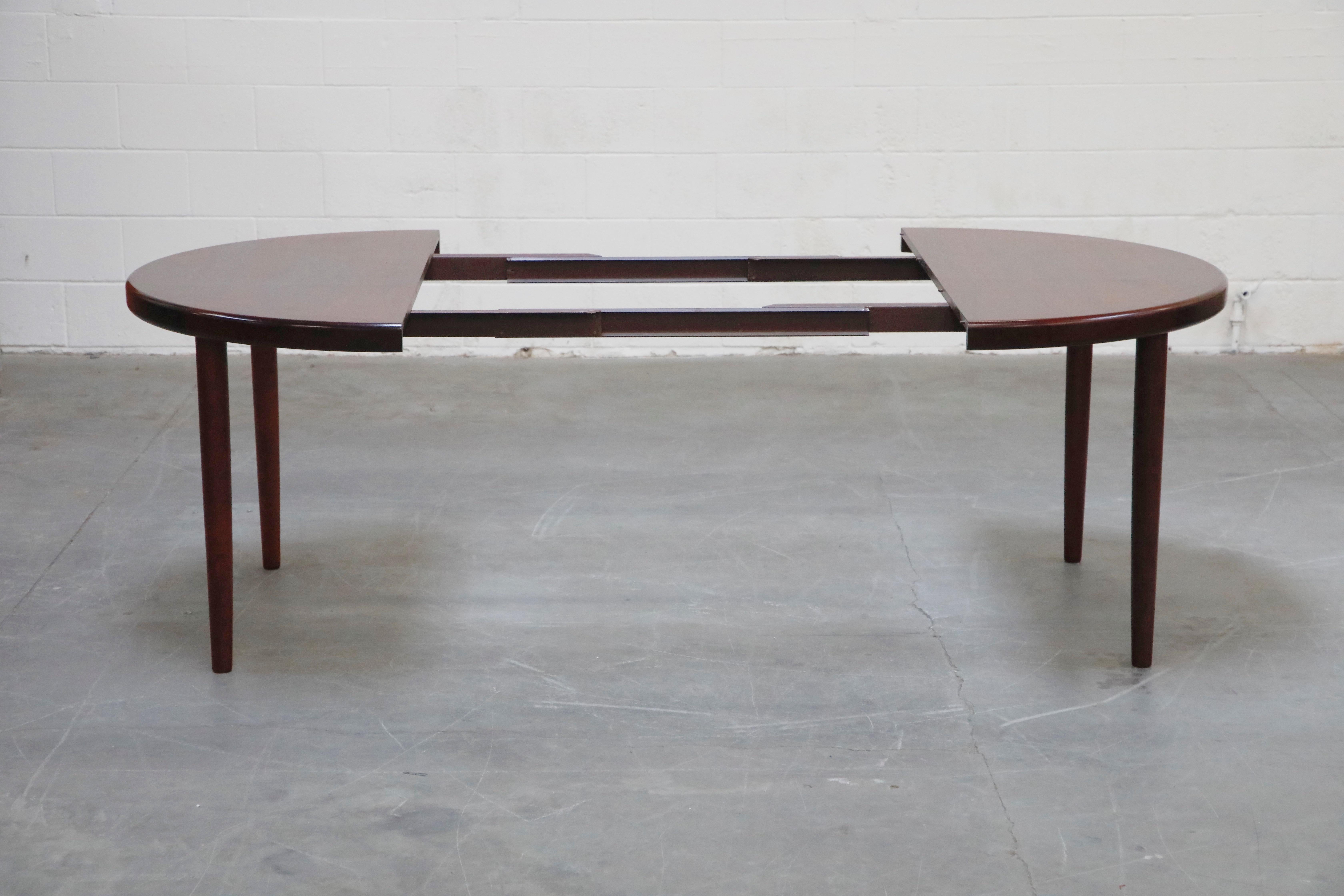 Mid-20th Century Rosewood Erik Buch Dining Set with Six Chairs and Expandable Table, Signed 1966
