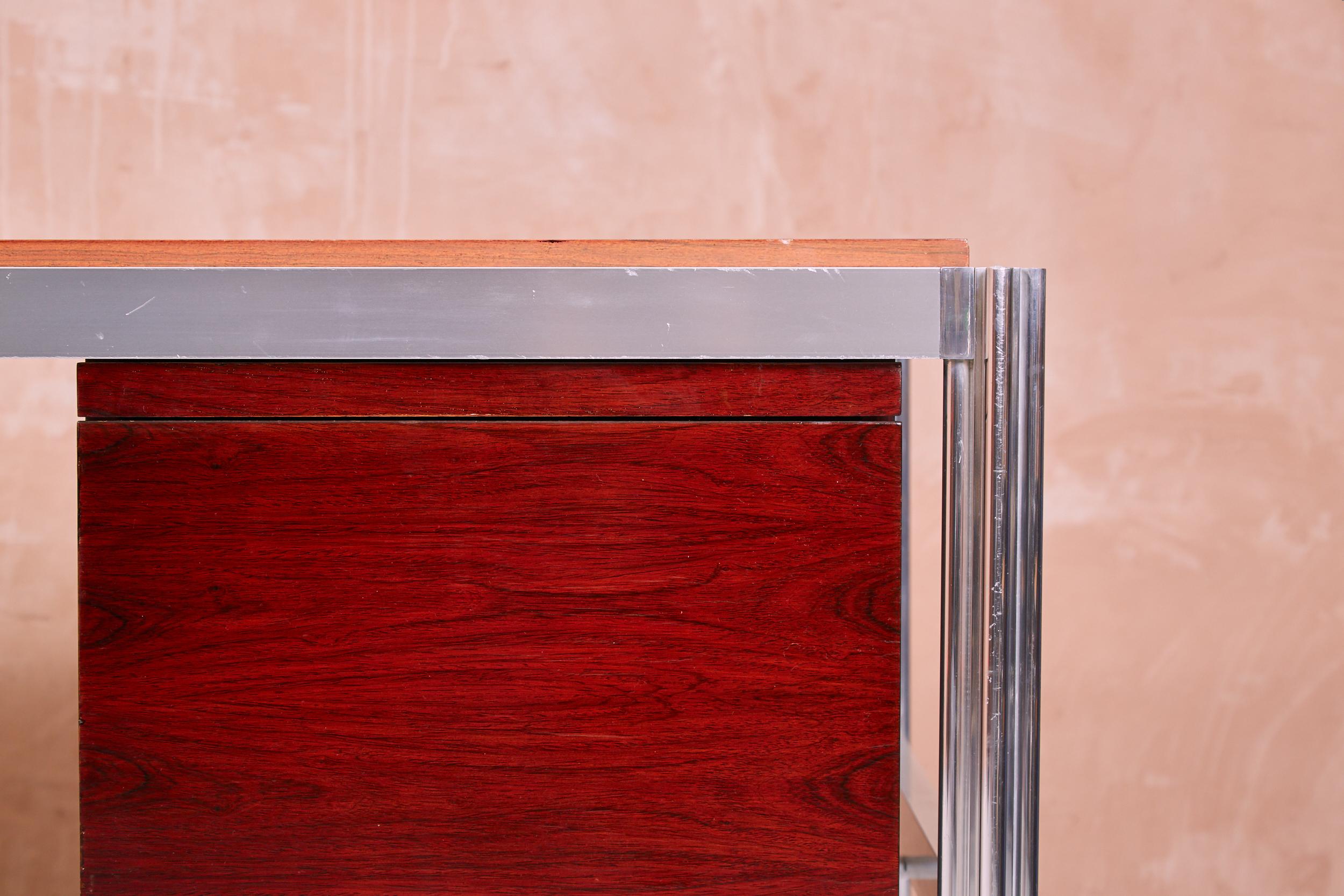 Aluminum Rosewood Executive Desk by George Ciancimino For Mobilier International 