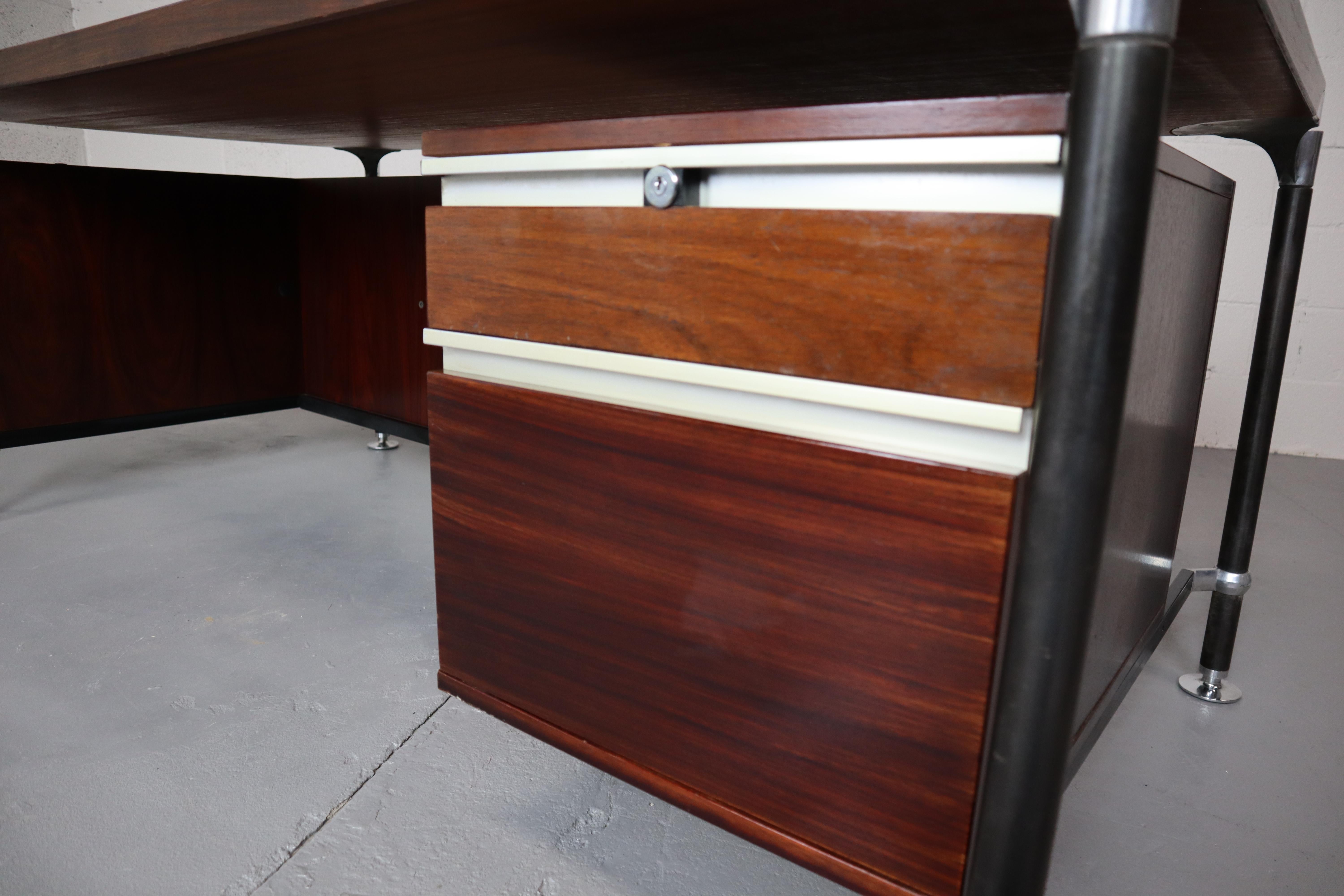 Brushed Rosewood Executive Desk by Ico & Luisa Parisi for Mim Roma