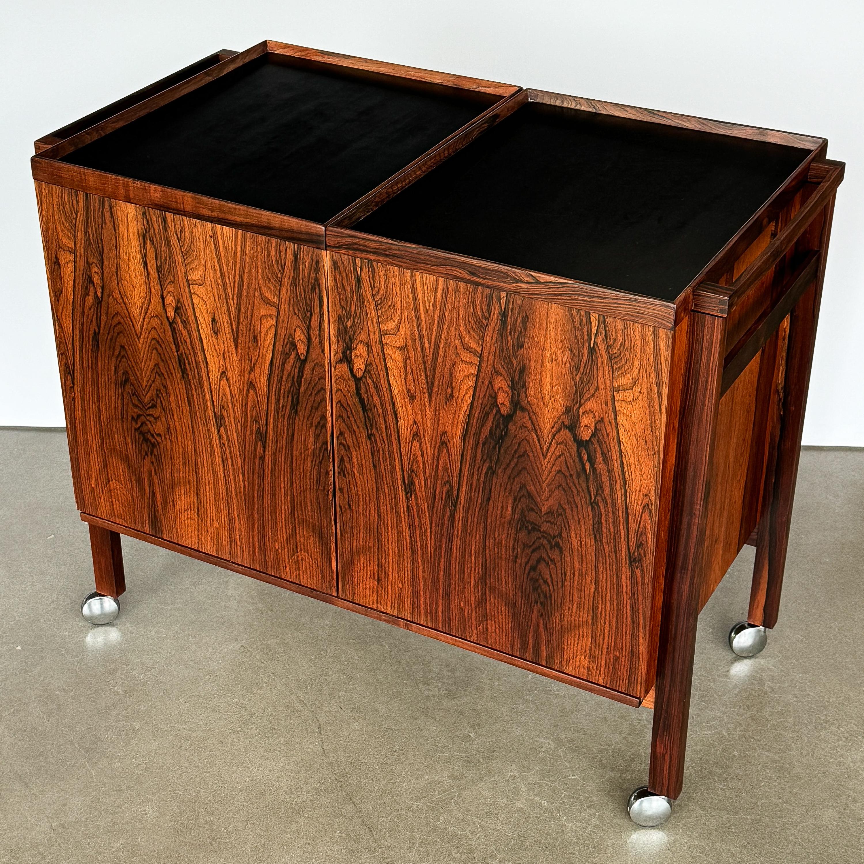 Rosewood Expandable Bar Cart Cabinet by Niels Erik and Glasdam Jensen 3