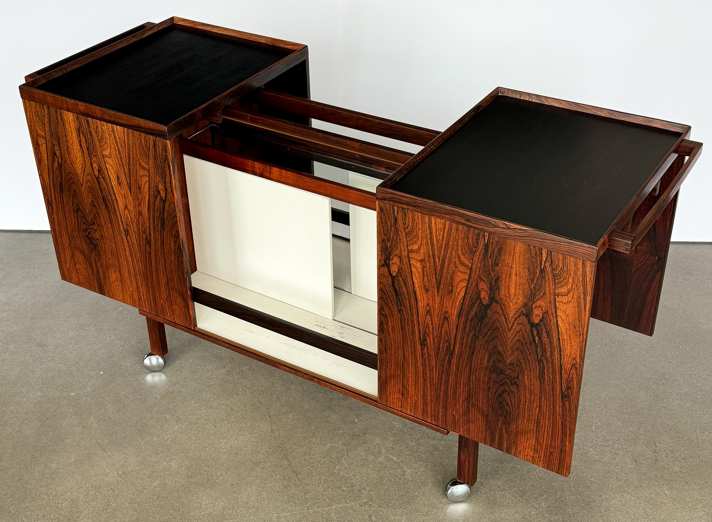 Rosewood Expandable Bar Cart Cabinet by Niels Erik and Glasdam Jensen 4