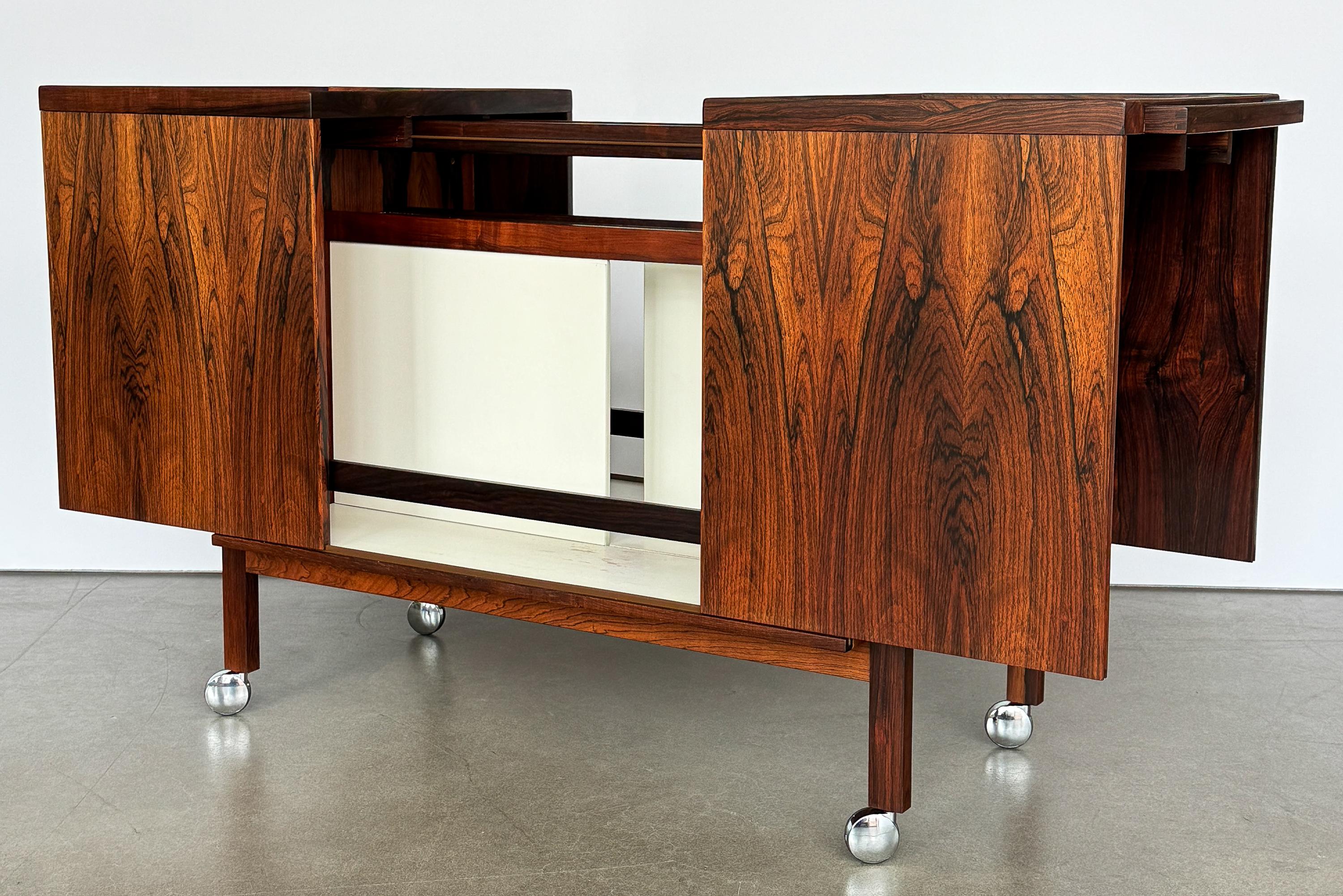 Rosewood Expandable Bar Cart Cabinet by Niels Erik and Glasdam Jensen 5