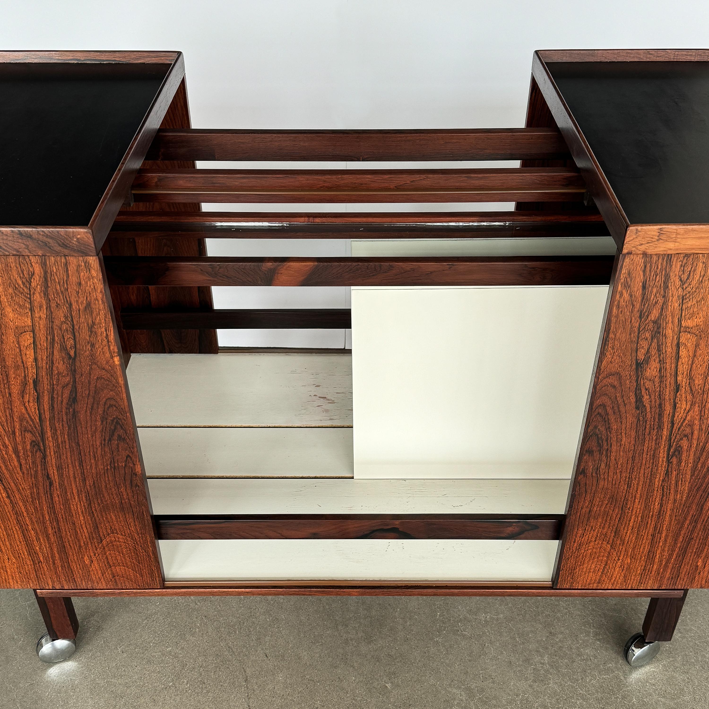 Rosewood Expandable Bar Cart Cabinet by Niels Erik and Glasdam Jensen For Sale 9