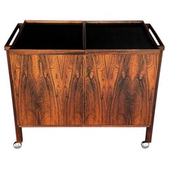 Vintage Rosewood Expandable Bar Cart Cabinet by Niels Erik and Glasdam Jensen