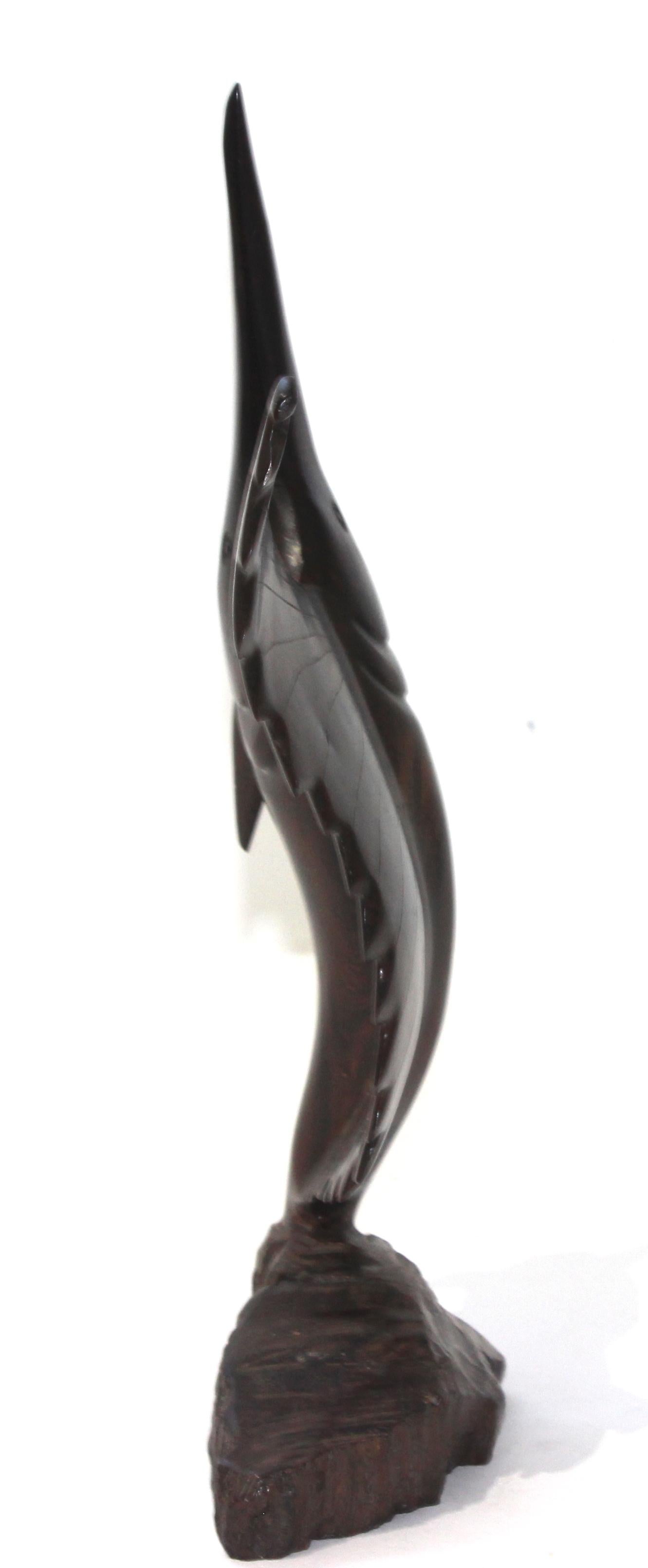 Rosewood Figure of a Sailfish In Good Condition For Sale In West Palm Beach, FL
