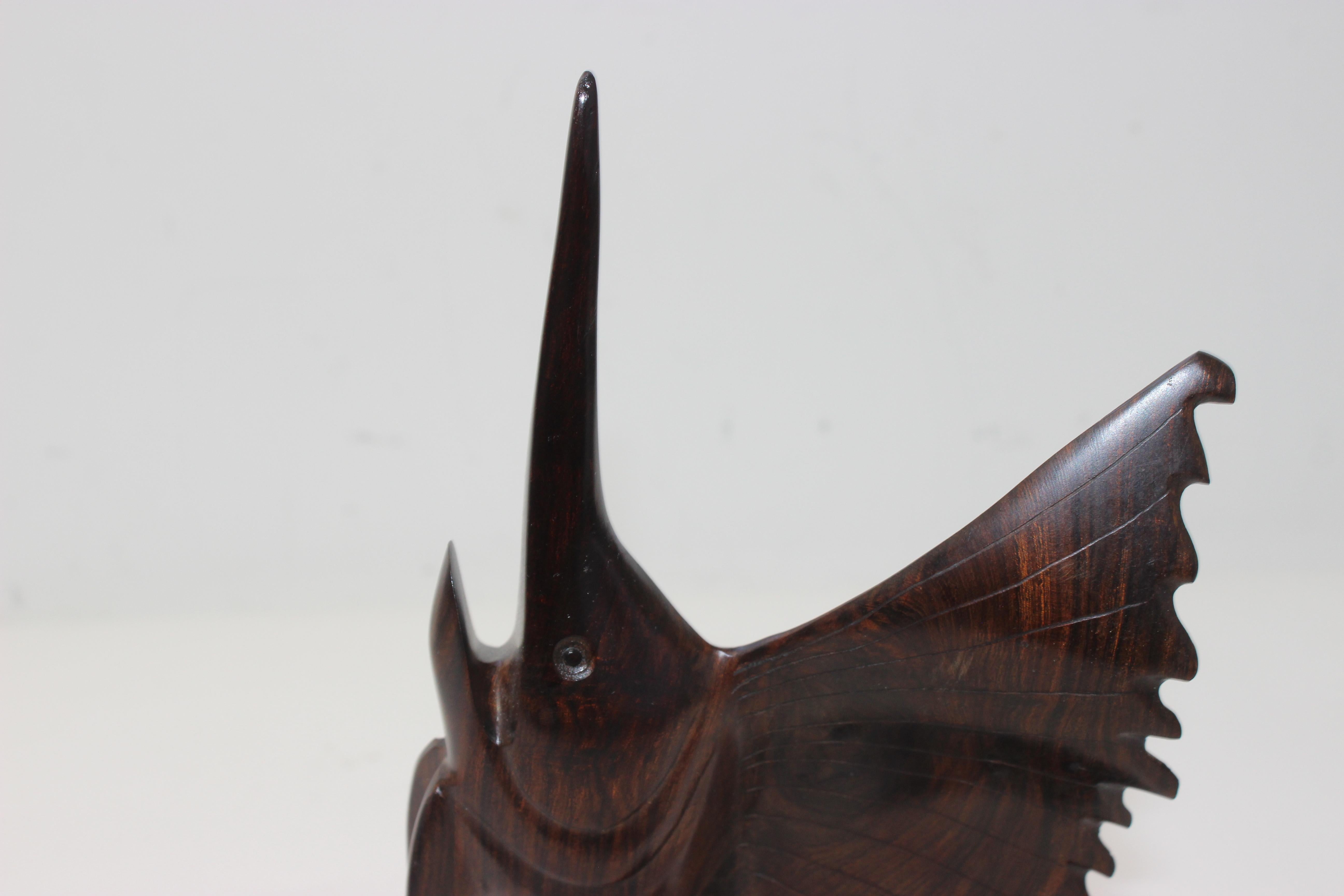 20th Century Rosewood Figure of a Sailfish For Sale