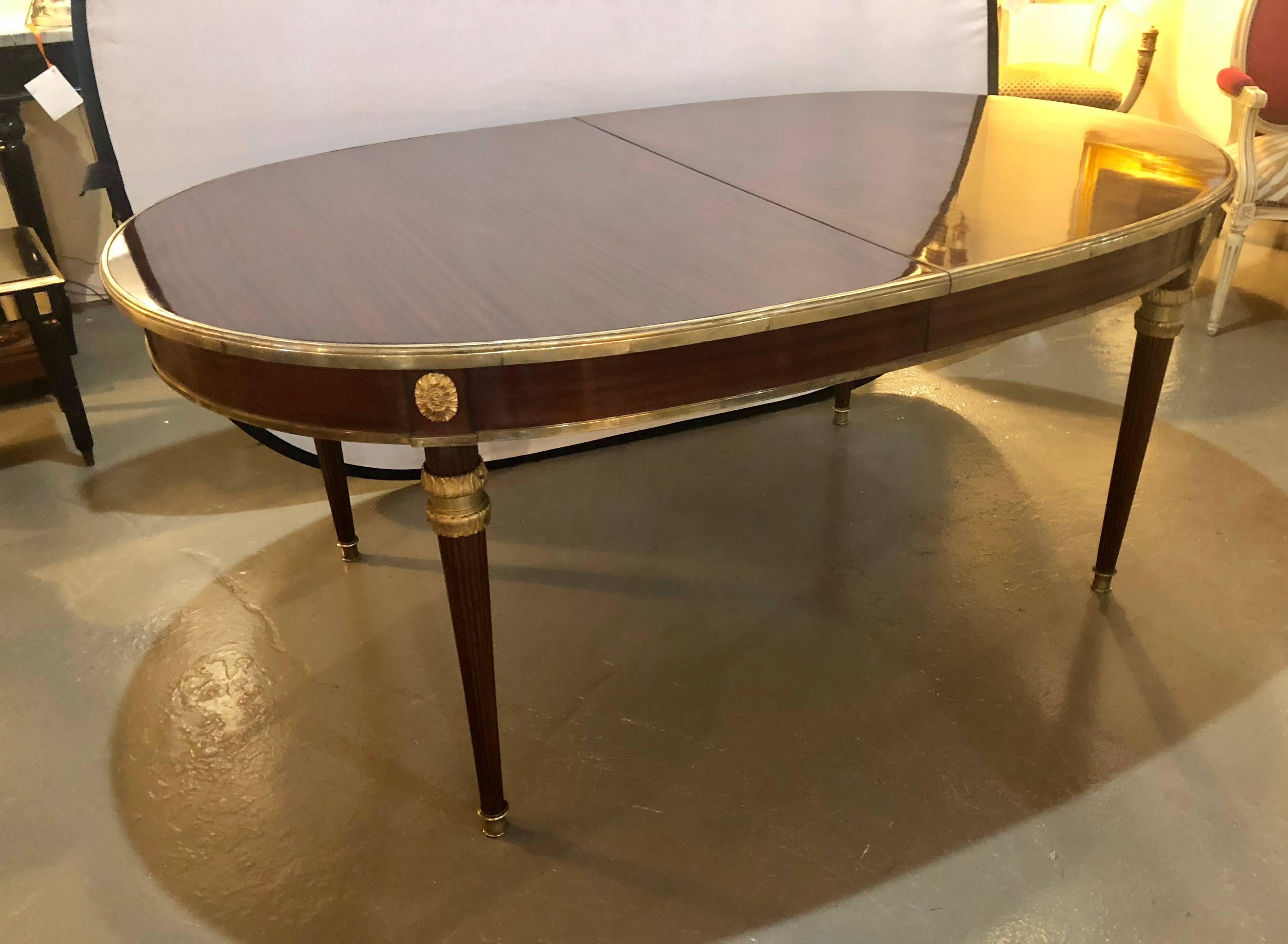Hollywood Regency Rosewood Finely Bronze-Mounted Louis XVI Maison Jansen Style Dining Table