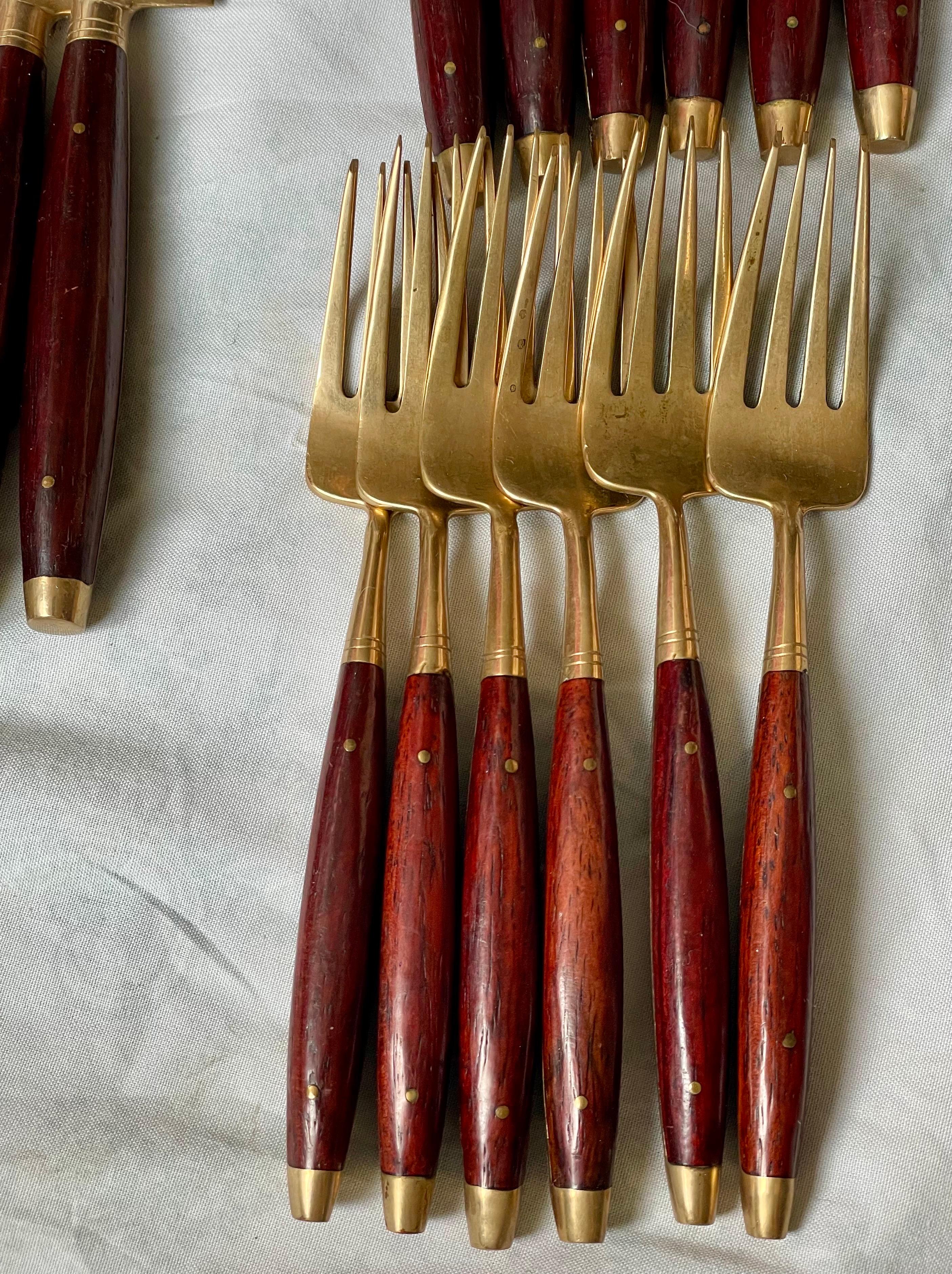 Palisander Besteck 24 Stück Set für 6 Messer Gabeln Löffel Silberbesteck im Angebot 3