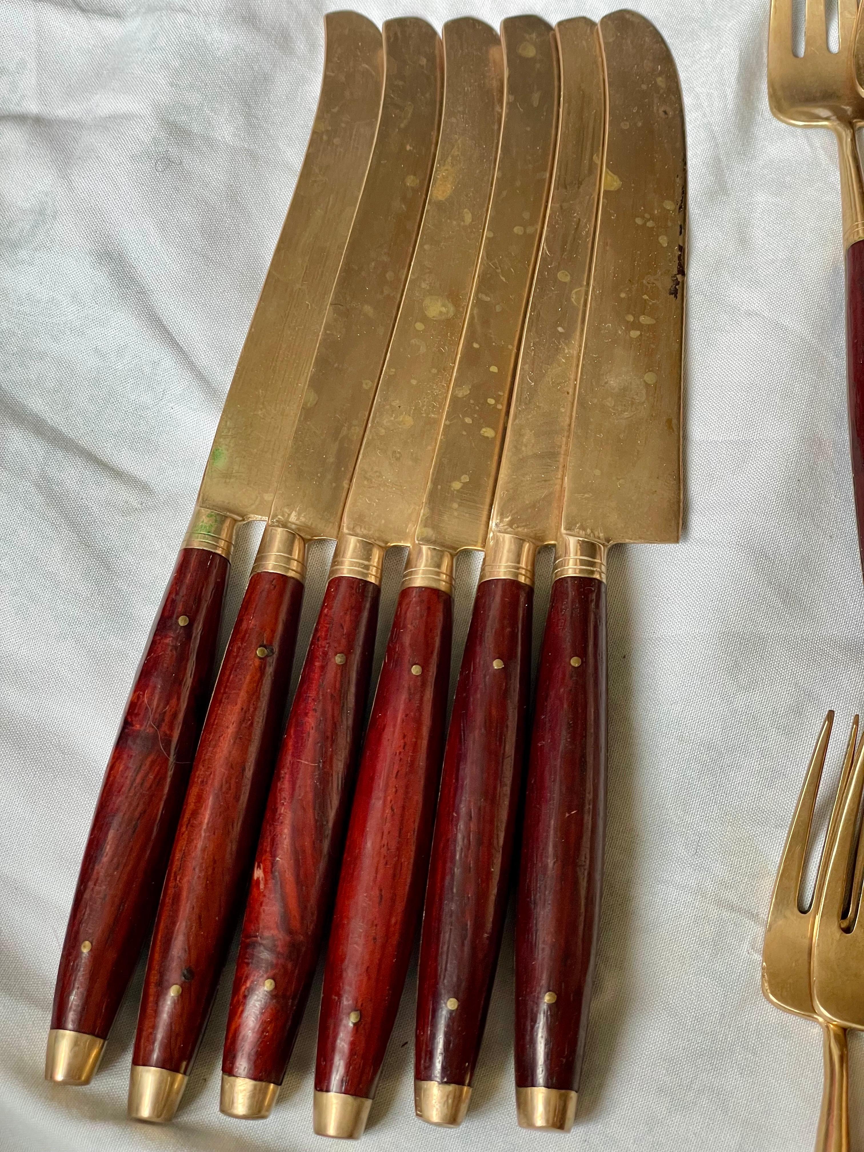 Palisander Besteck 24 Stück Set für 6 Messer Gabeln Löffel Silberbesteck im Angebot 4