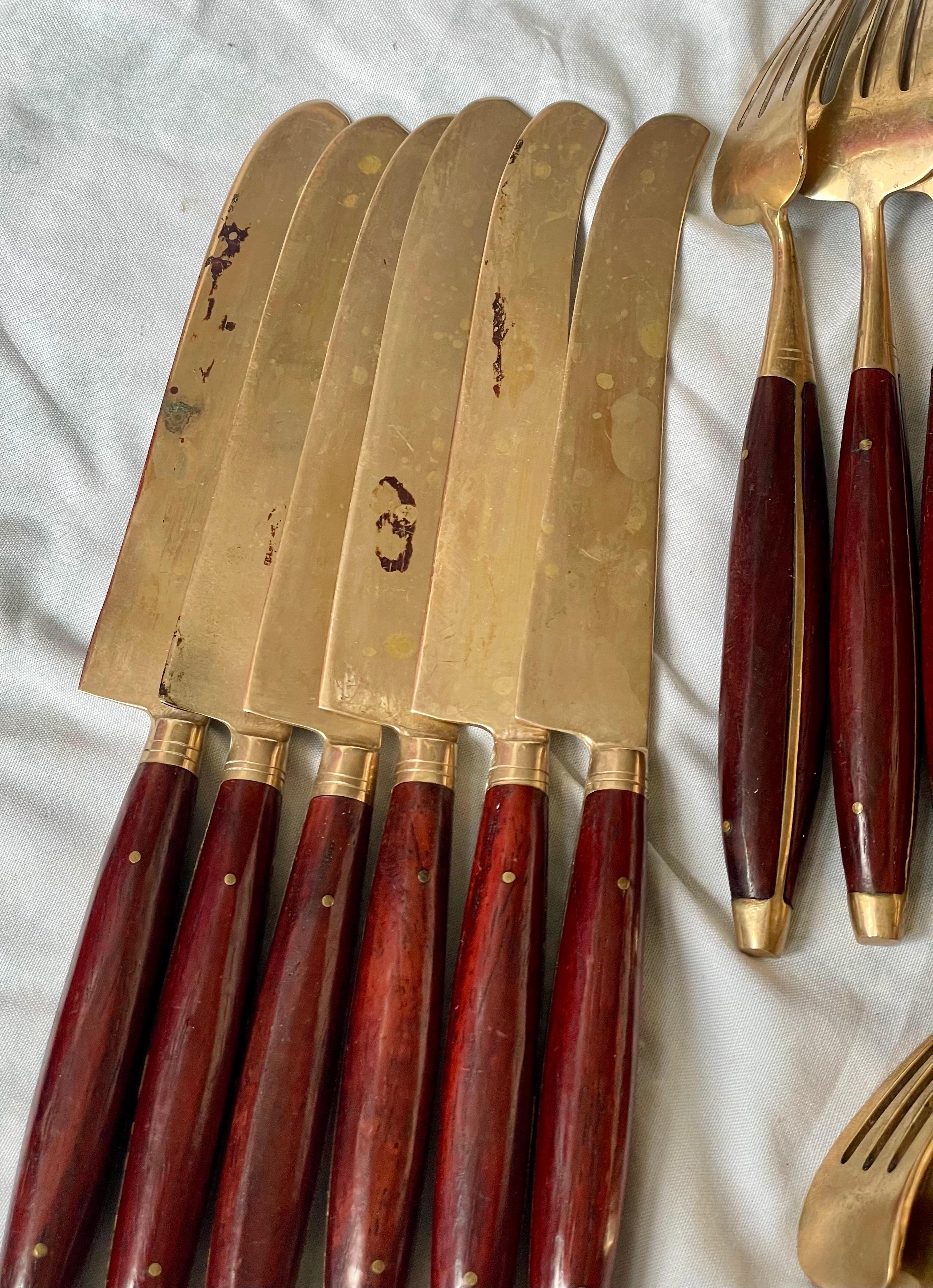 Palisander Besteck 24 Stück Set für 6 Messer Gabeln Löffel Silberbesteck im Zustand „Gut“ im Angebot in Clifton Forge, VA