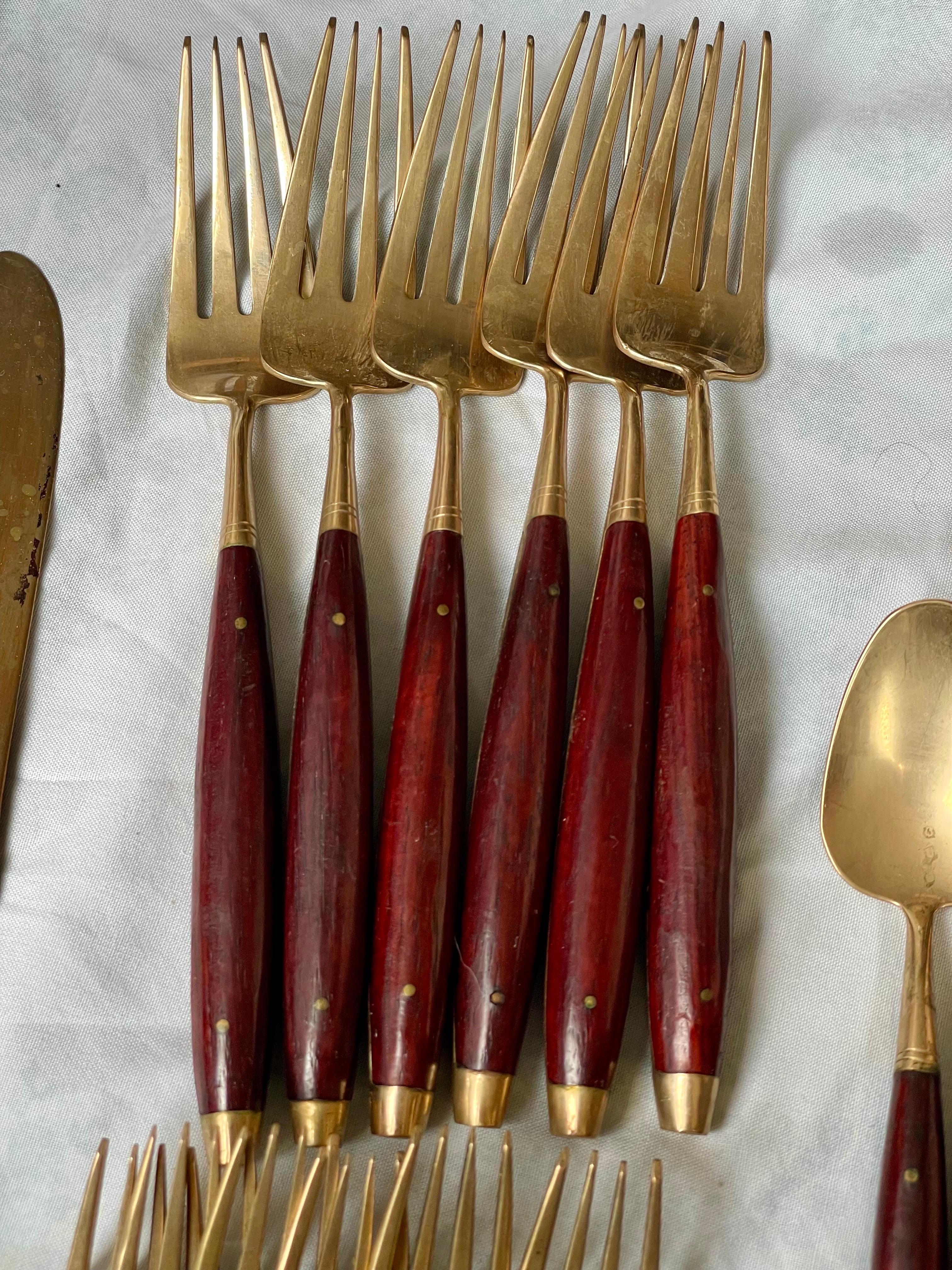 Palisander Besteck 24 Stück Set für 6 Messer Gabeln Löffel Silberbesteck im Angebot 1