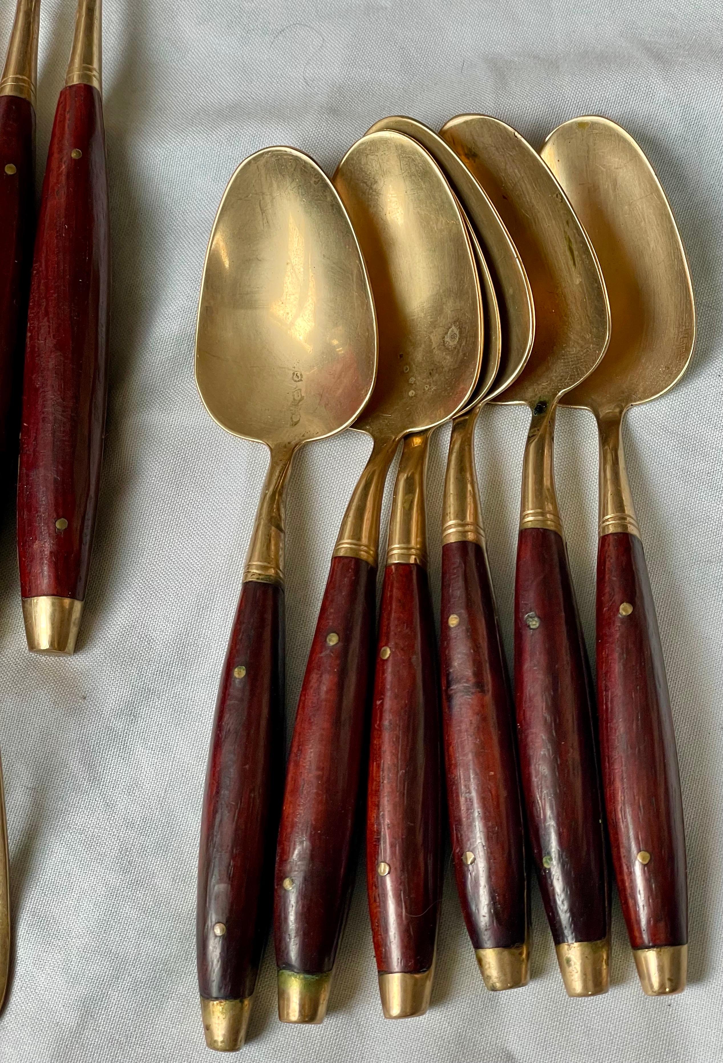 Palisander Besteck 24 Stück Set für 6 Messer Gabeln Löffel Silberbesteck im Angebot 2