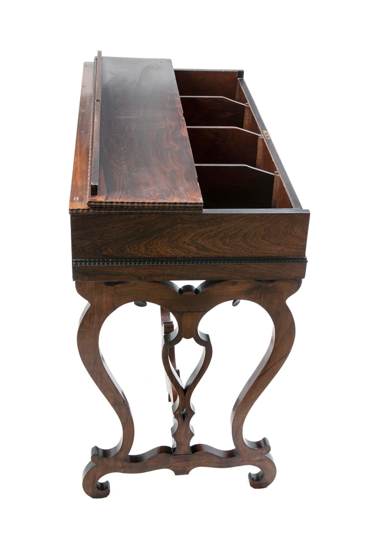 Rosewood Flip Top Writing Desk For Sale 2