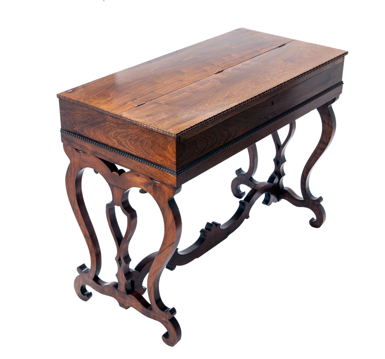 19th Century Rosewood Flip Top Writing Desk For Sale