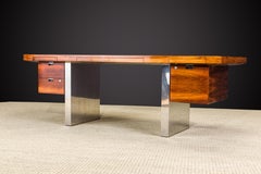 Rosewood Floating Executive Desk by Roger Sprunger for Dunbar, c 1970, Signed
