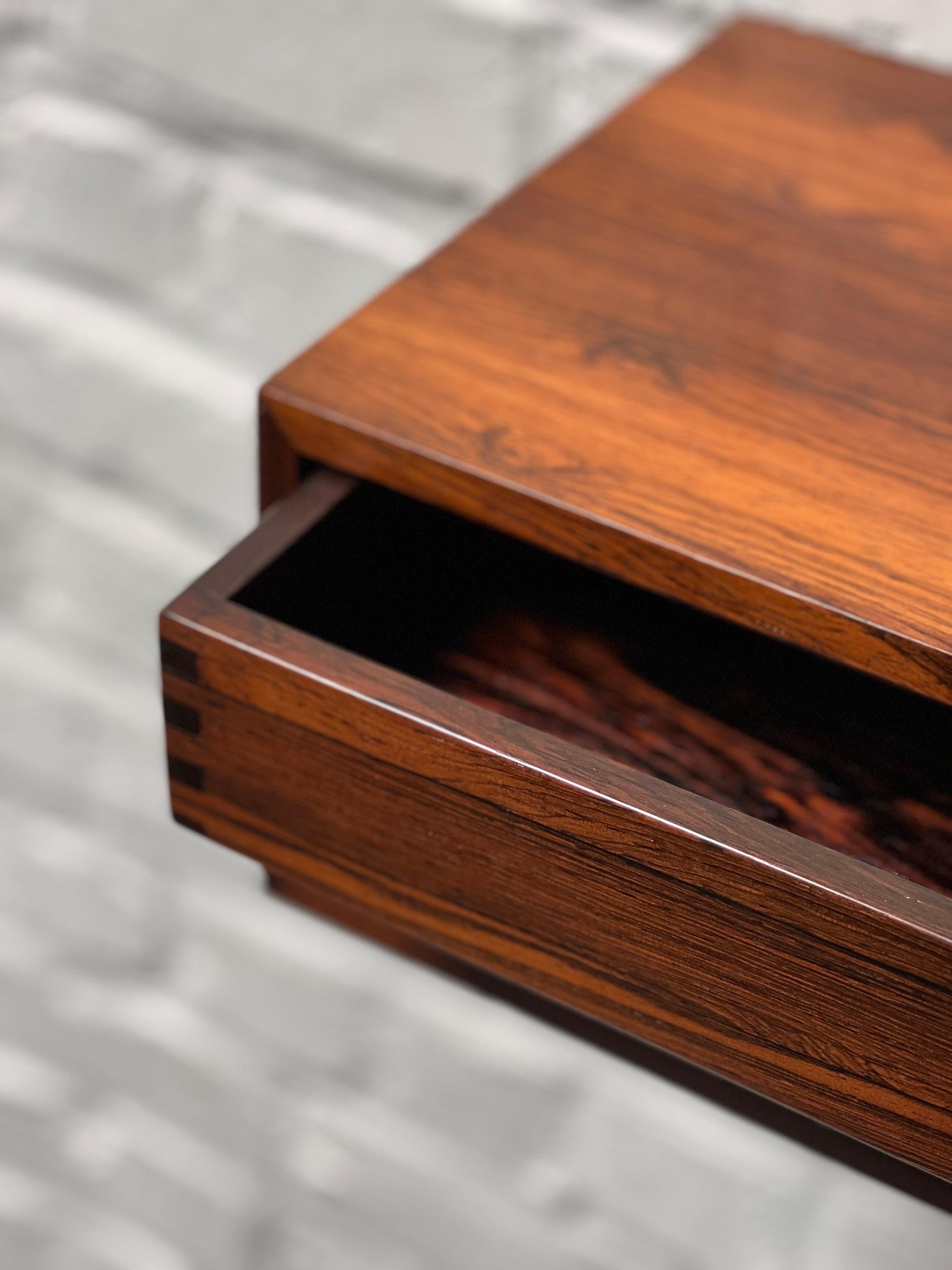 Rosewood floating Nightstand/console by Arch. Kai Kristiansen, Denmark 50s, Rare For Sale 3