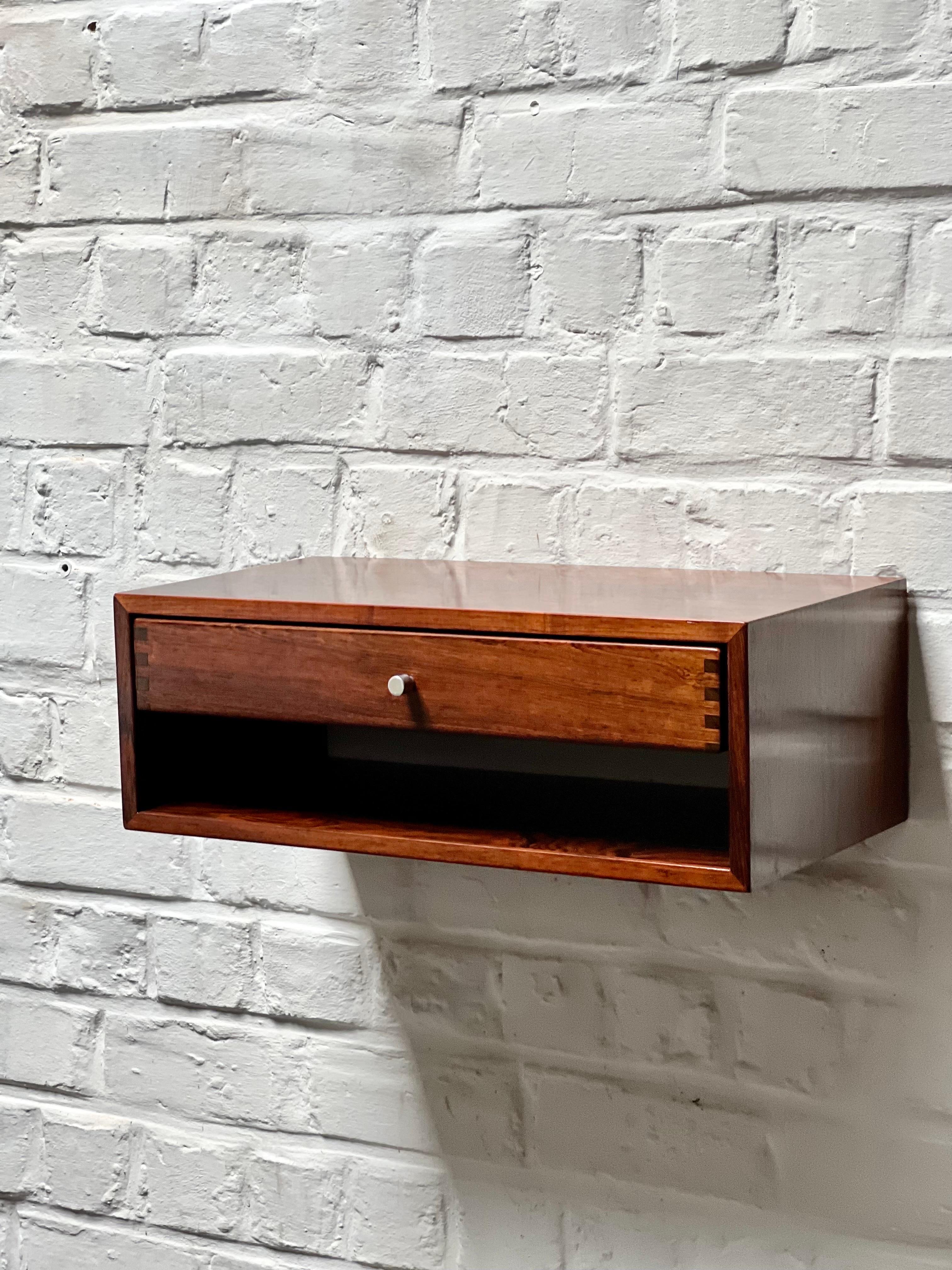 Rosewood floating Nightstand/console by Arch. Kai Kristiansen, Denmark 50s, Rare 6