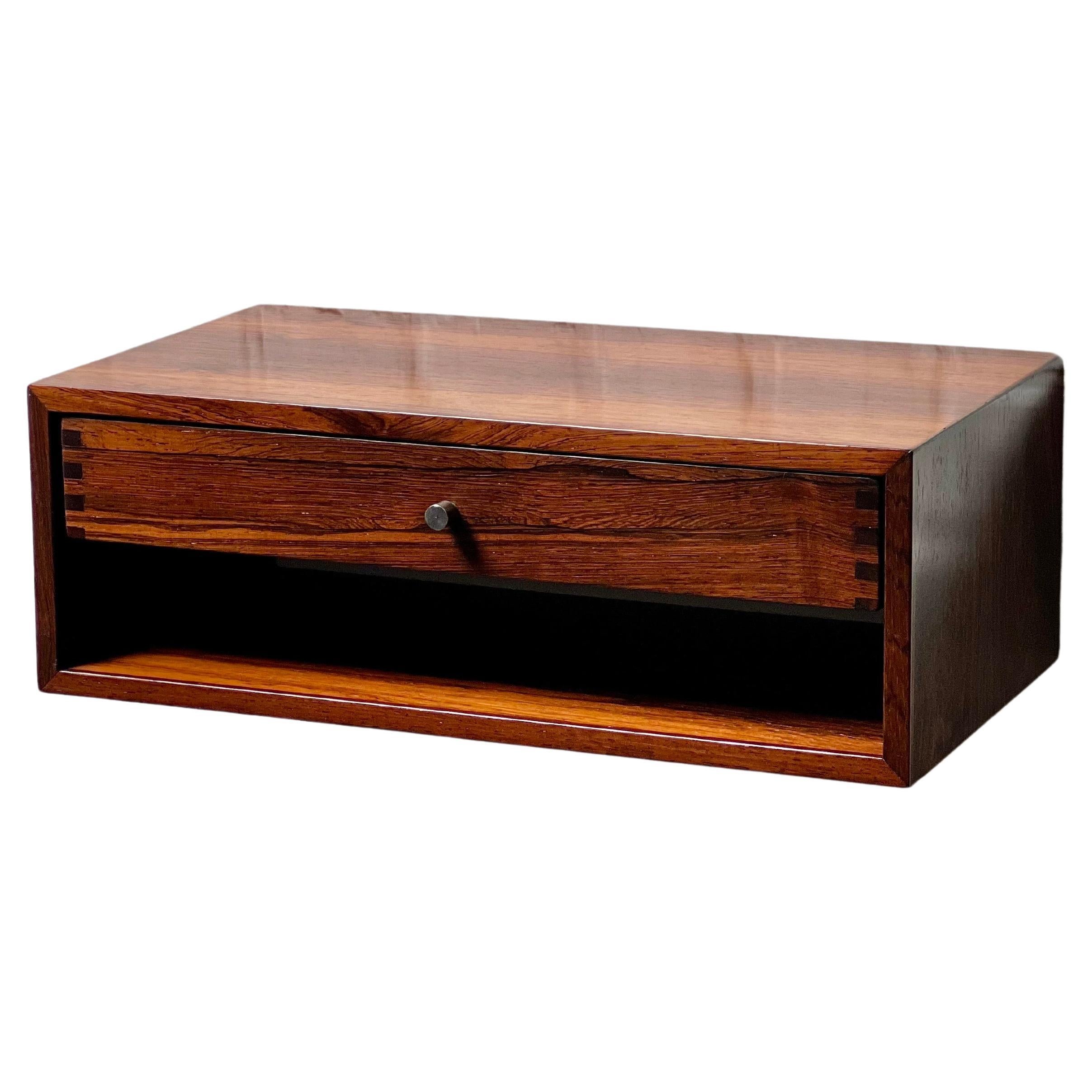 Rosewood floating Nightstand/console by Arch. Kai Kristiansen, Denmark 50s, Rare For Sale