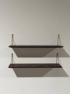 Rosewood Floating Wall Shelves Set of 2 Danish Mid-Century Modern Vintage