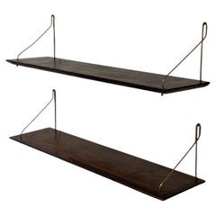 Rosewood Floating Wall Shelves Set of 2 Danish Mid-Century Modern Vintage
